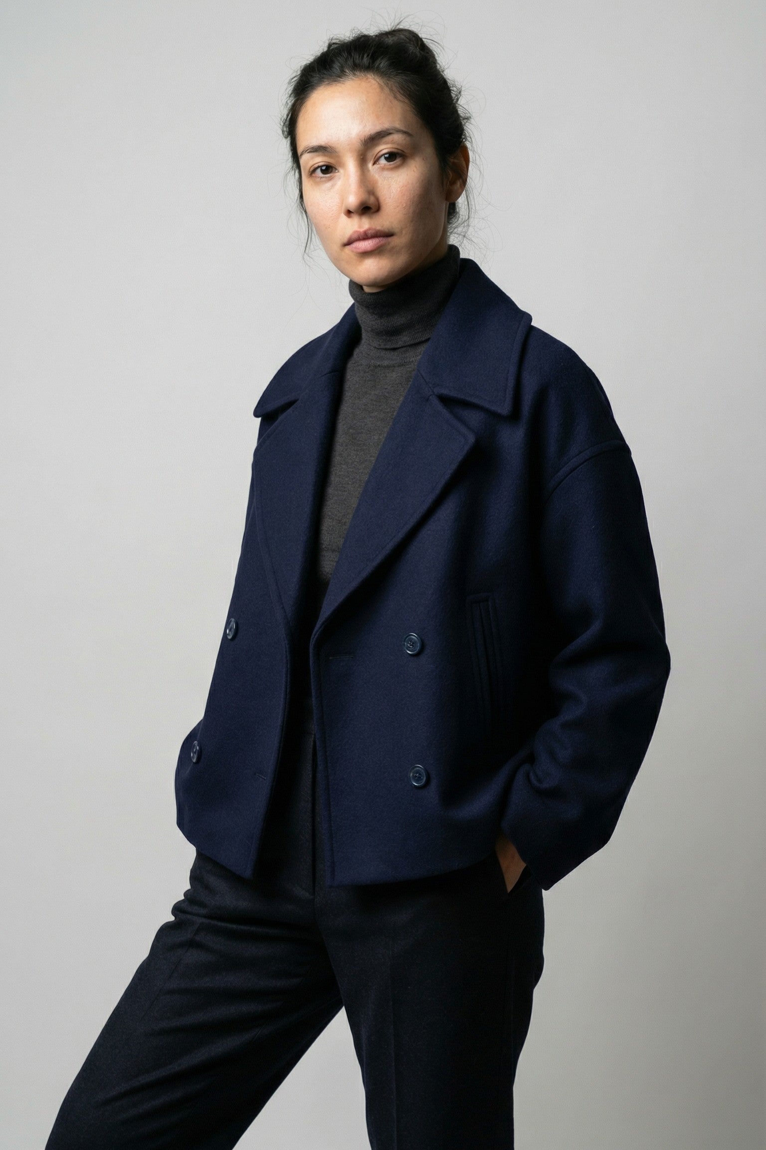 Stone Fold Cropped Coat