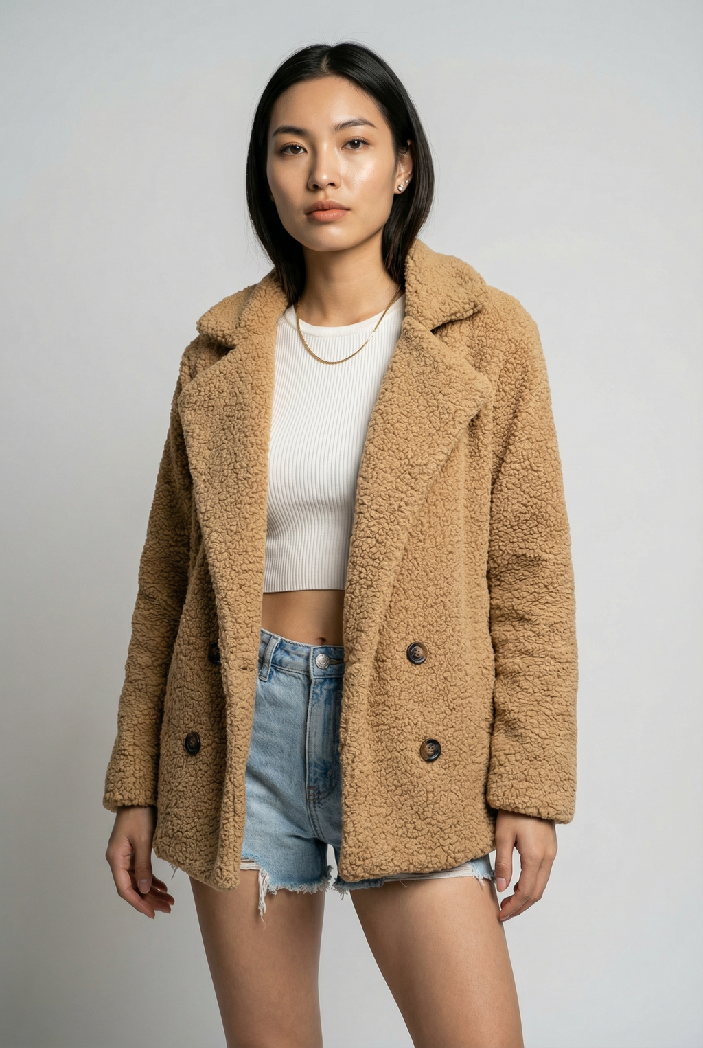 Loose Lapel Fluffy Coat