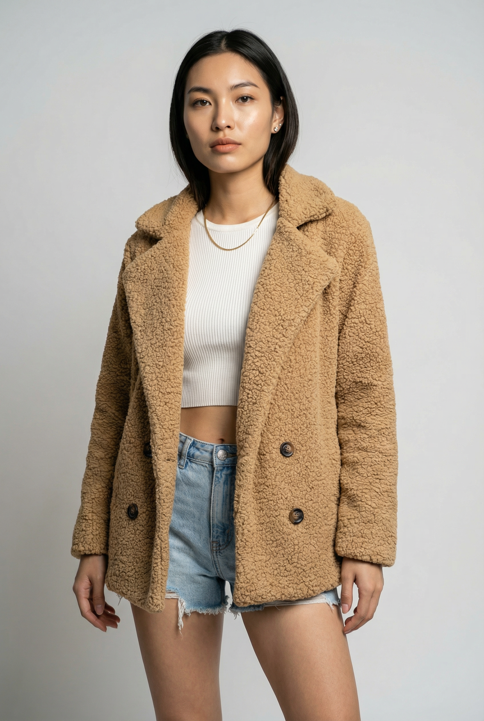 Loose Lapel Fluffy Coat
