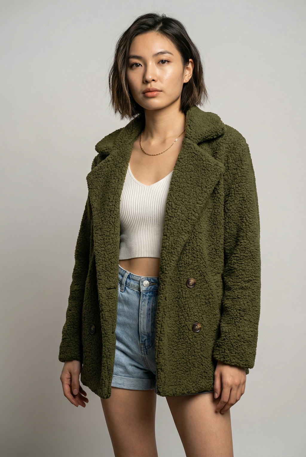 Loose Lapel Fluffy Coat