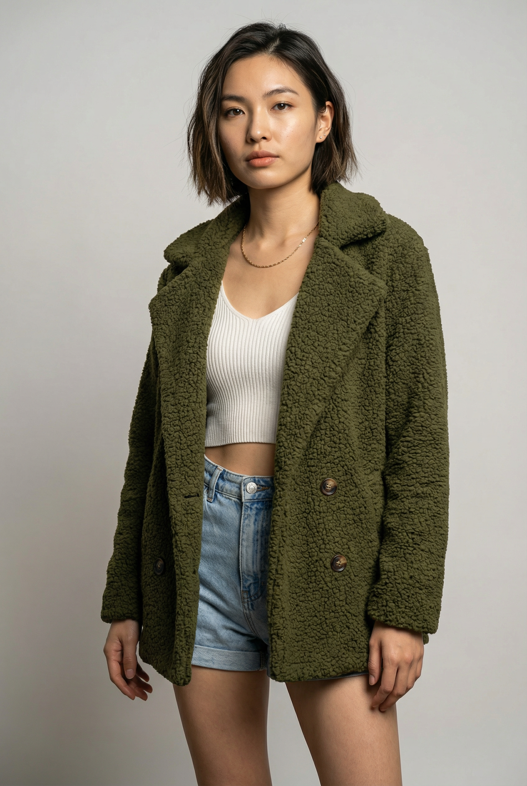 Loose Lapel Fluffy Coat