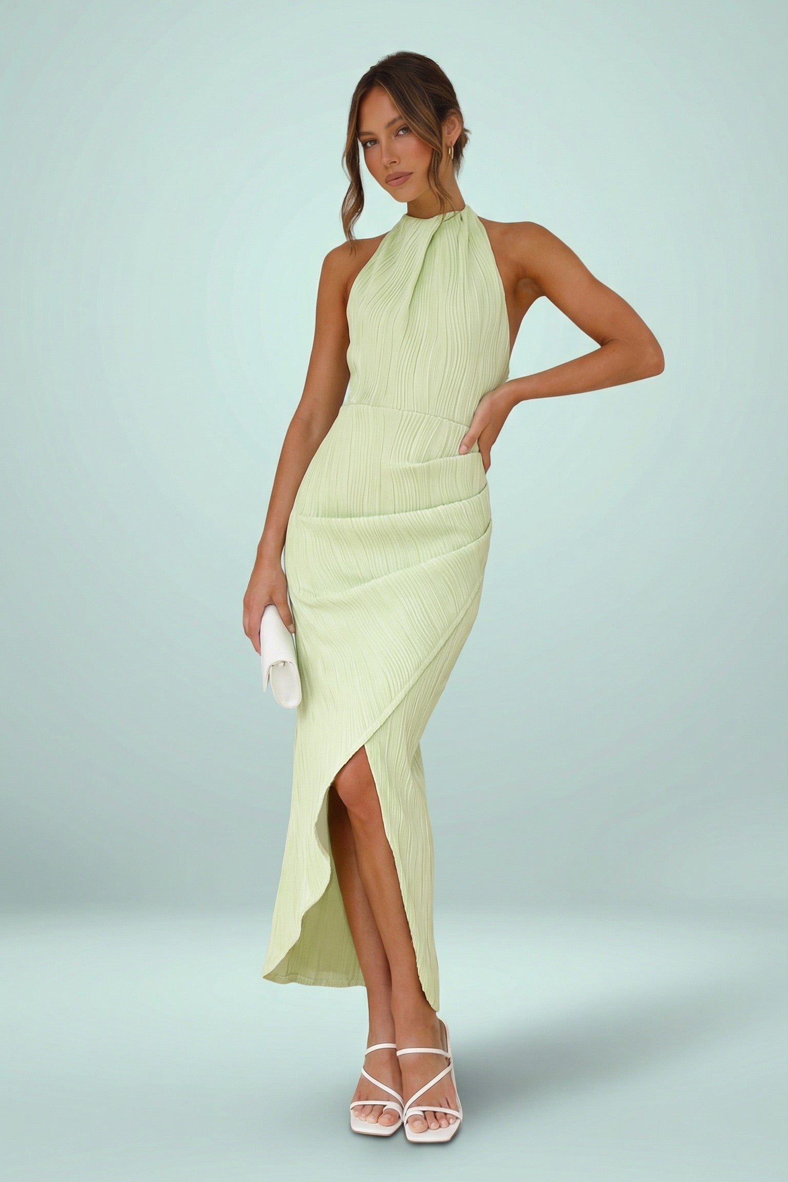 The Onyx Sculpted Halter Maxi