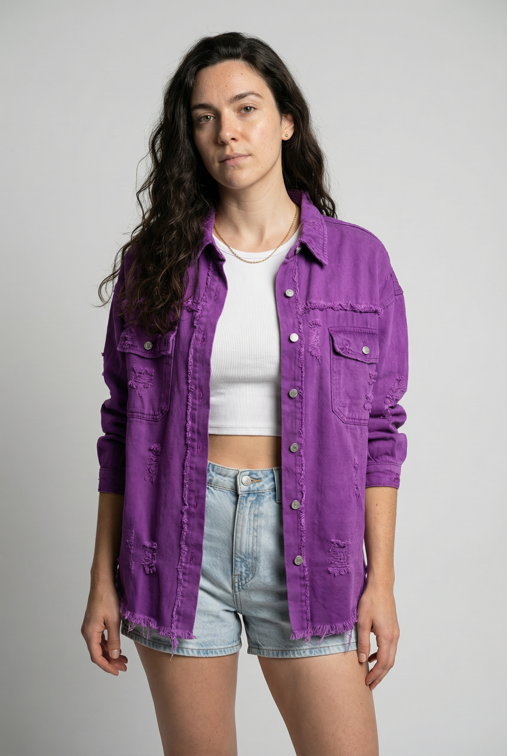 The Horizon Ripped Boyfriend Shacket