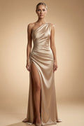 Seraphina One-Shoulder Liquid Satin Evening Gown