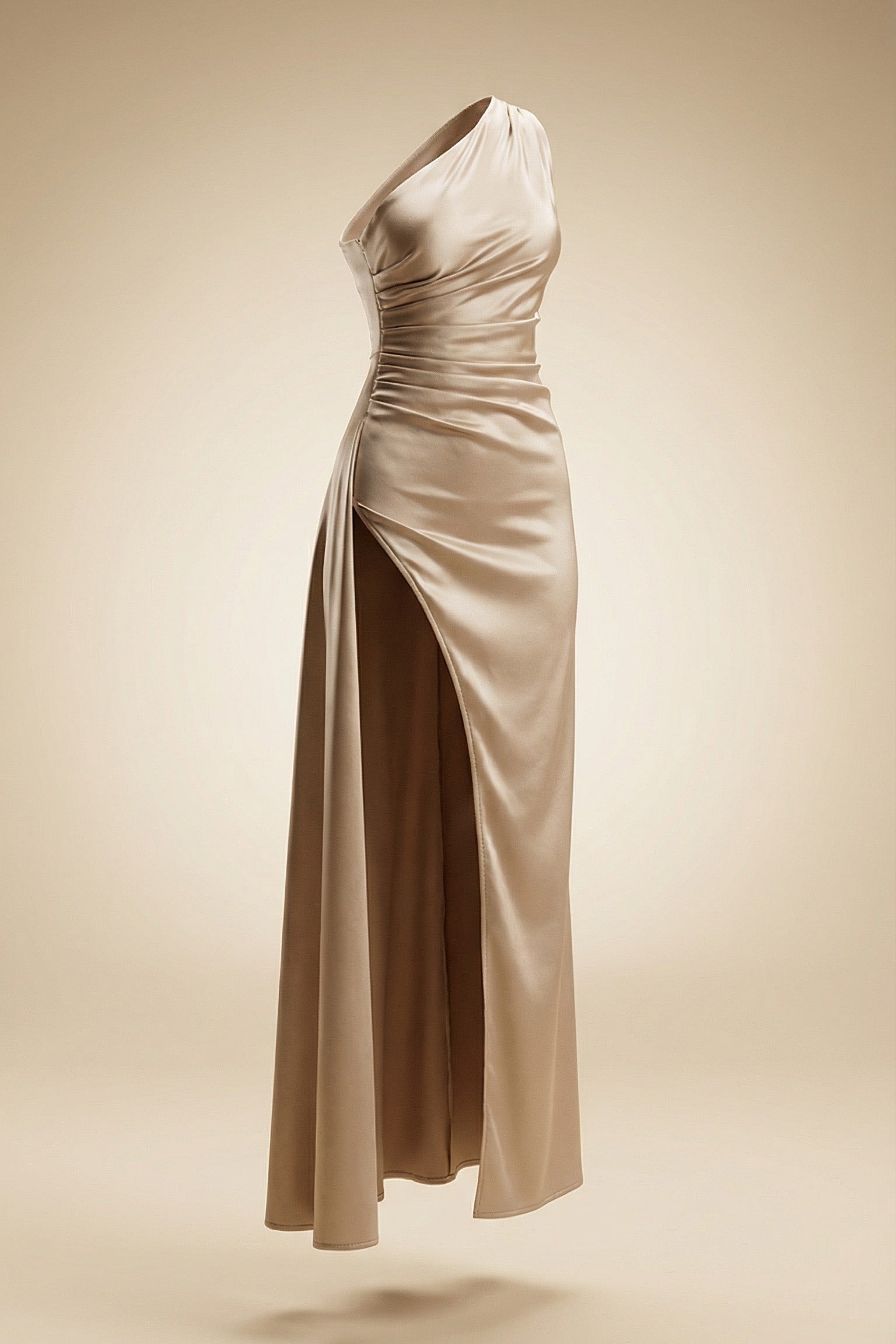 Seraphina One-Shoulder Liquid Satin Evening Gown