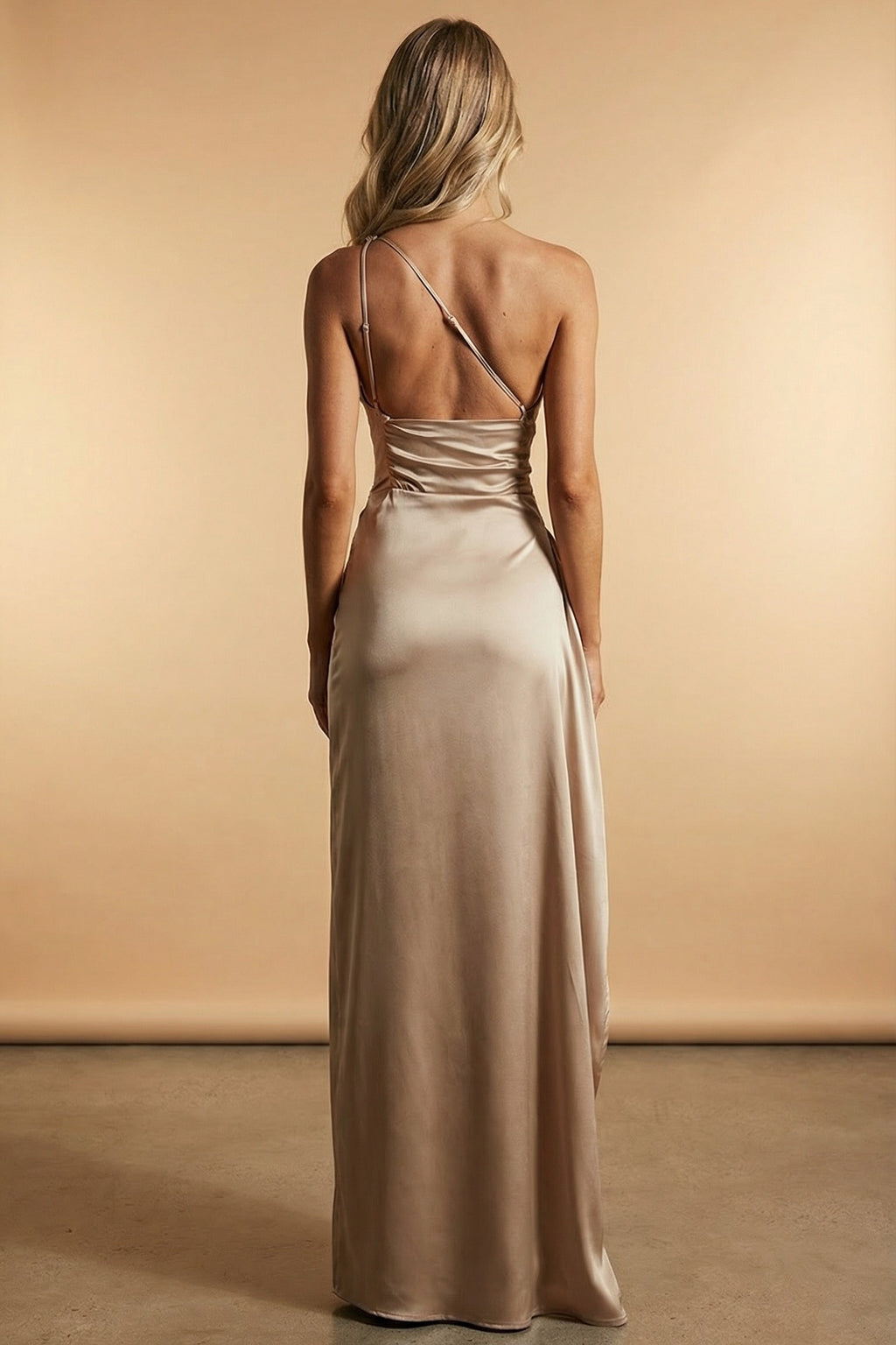 Seraphina One-Shoulder Liquid Satin Evening Gown