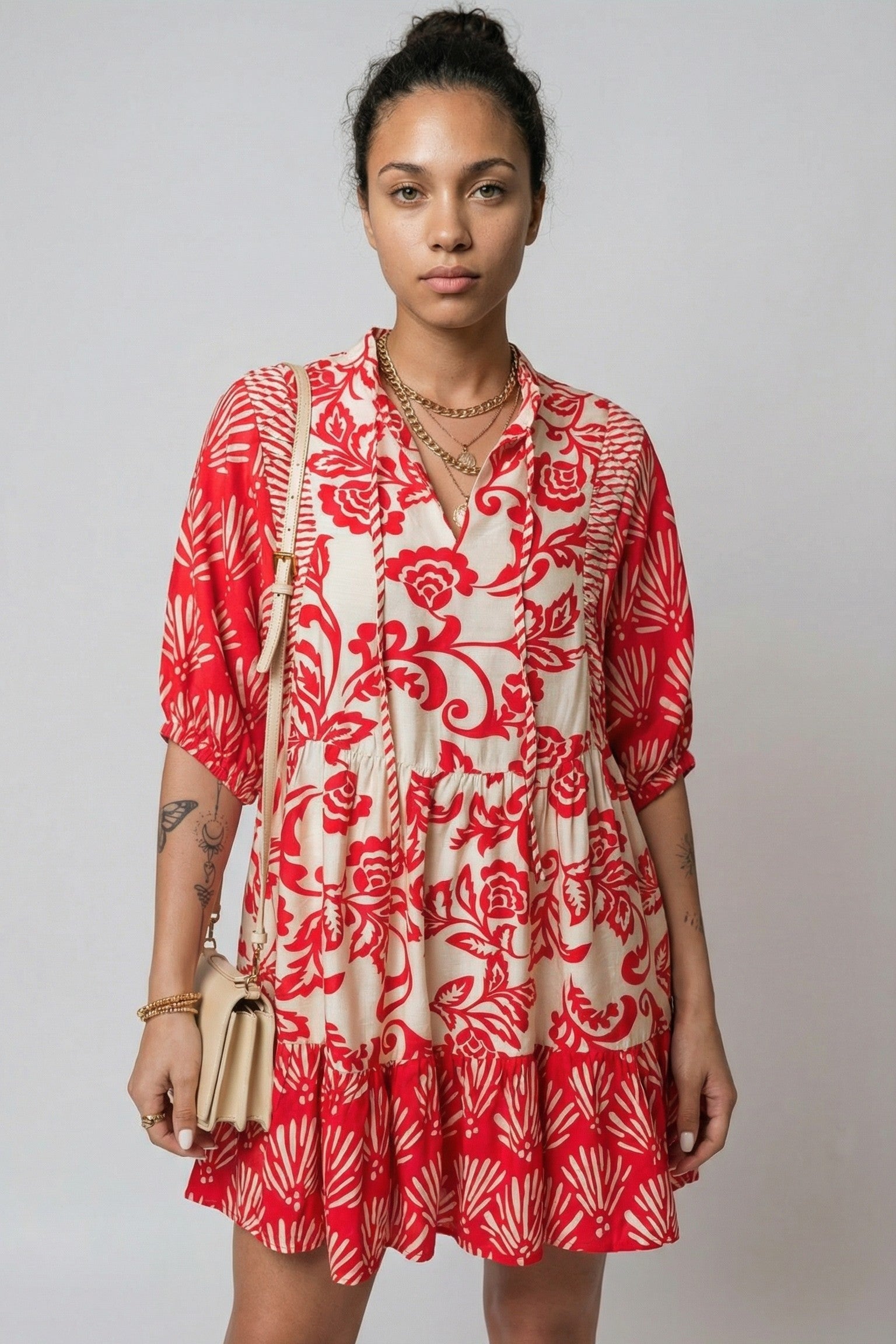 The Crimson Bloom Collared Mini