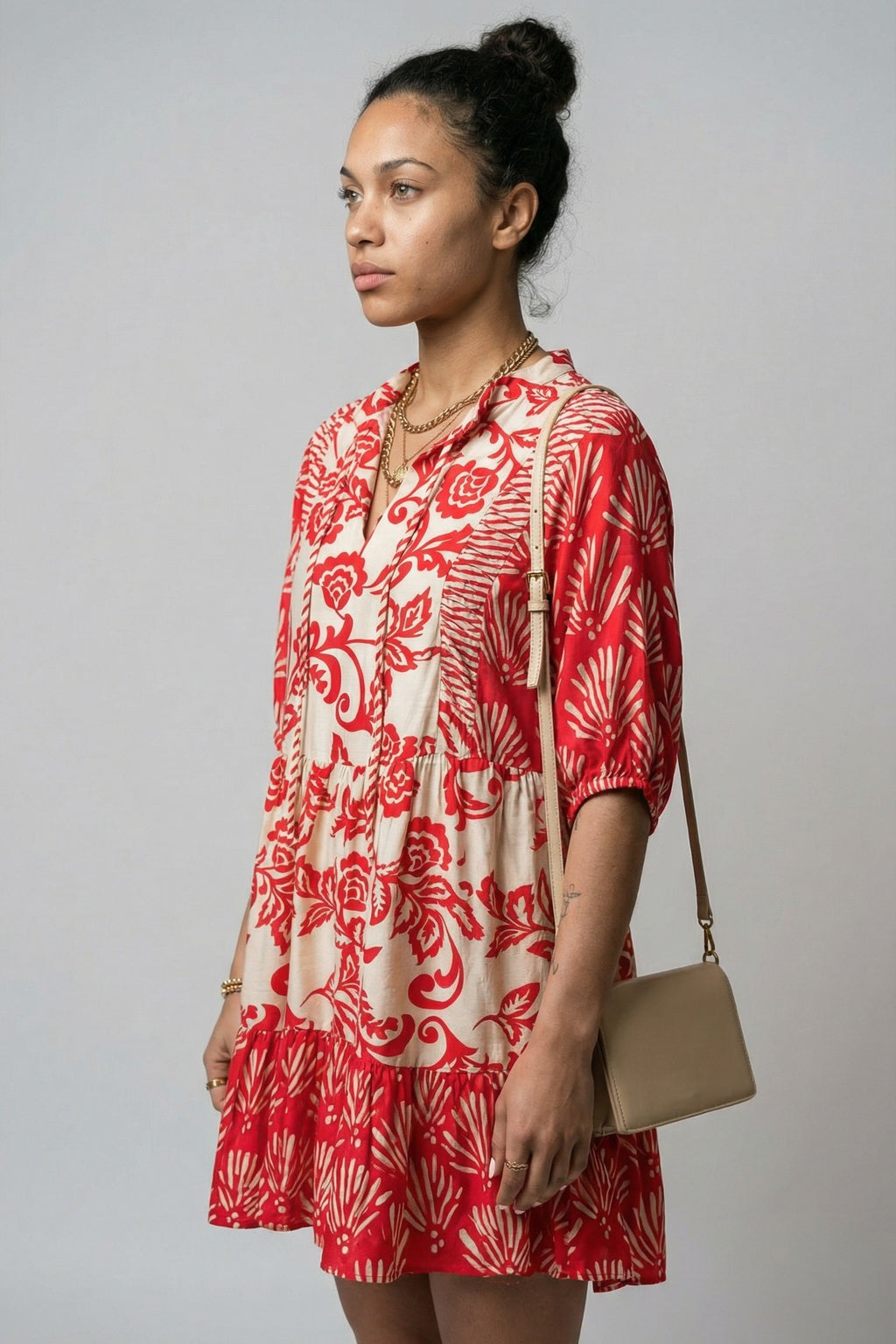 The Crimson Bloom Collared Mini