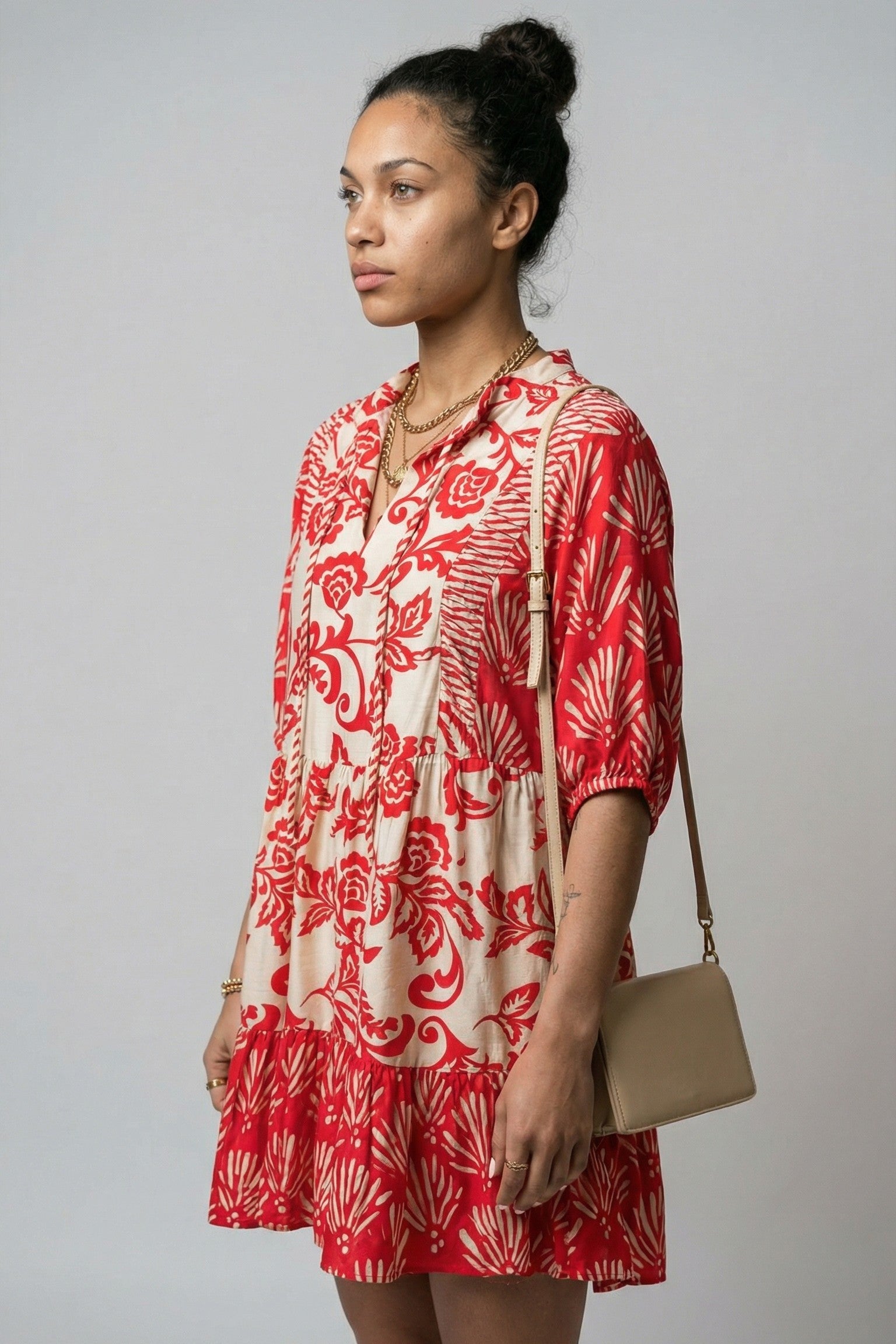 The Crimson Bloom Collared Mini