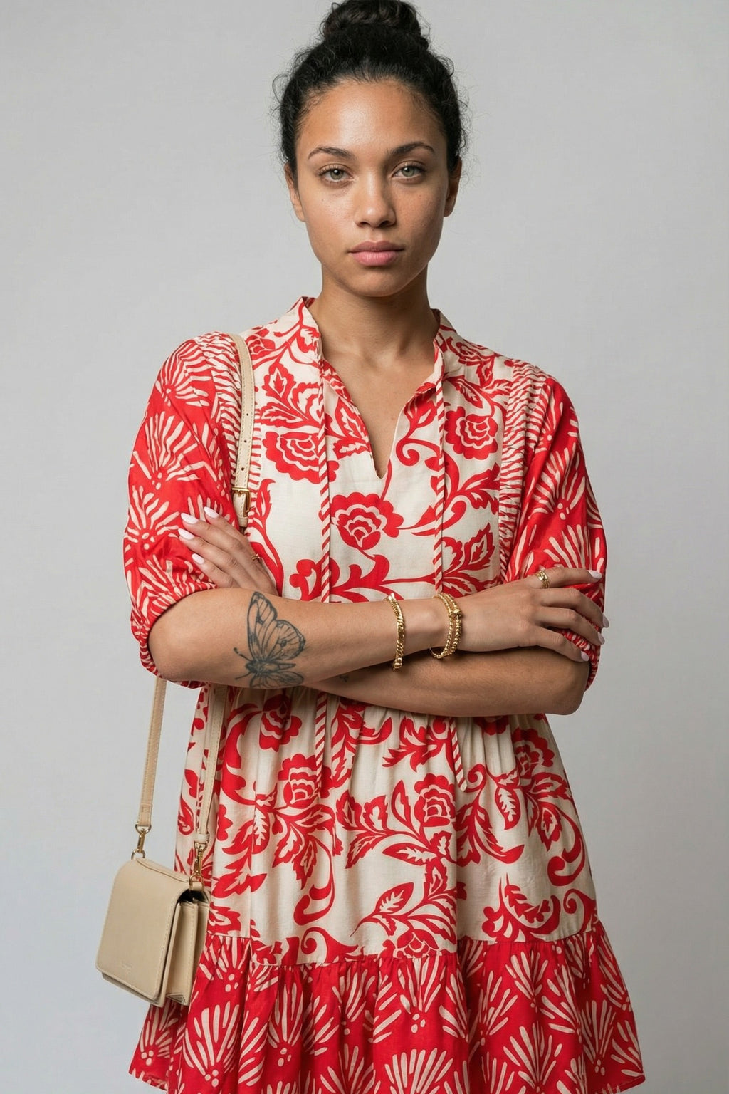 The Crimson Bloom Collared Mini