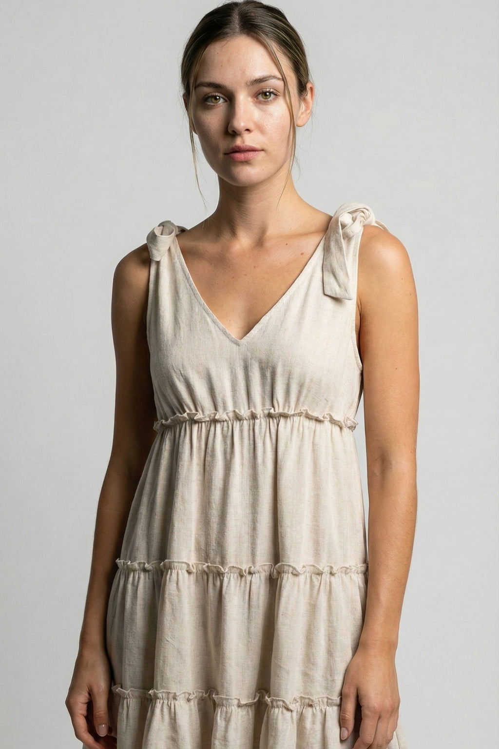 The Oatmeal Linen-Blend Tiered Mini