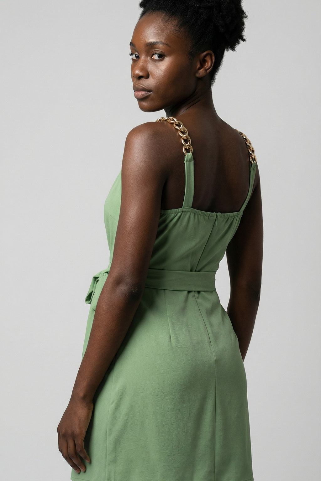 The Gilded Emerald V-Neck Wrap Mini