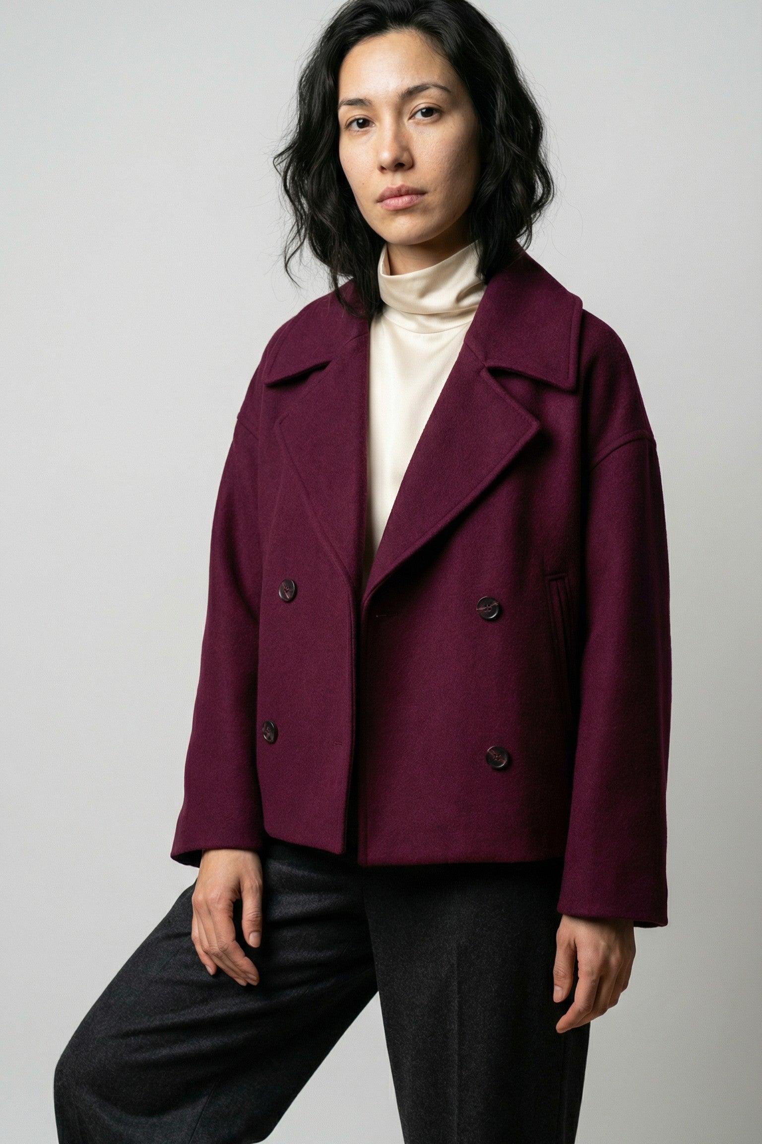 Stone Fold Cropped Coat