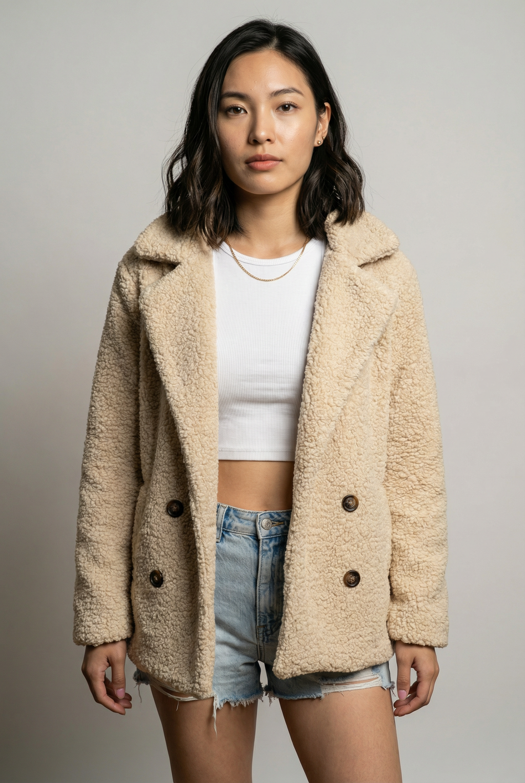 Loose Lapel Fluffy Coat