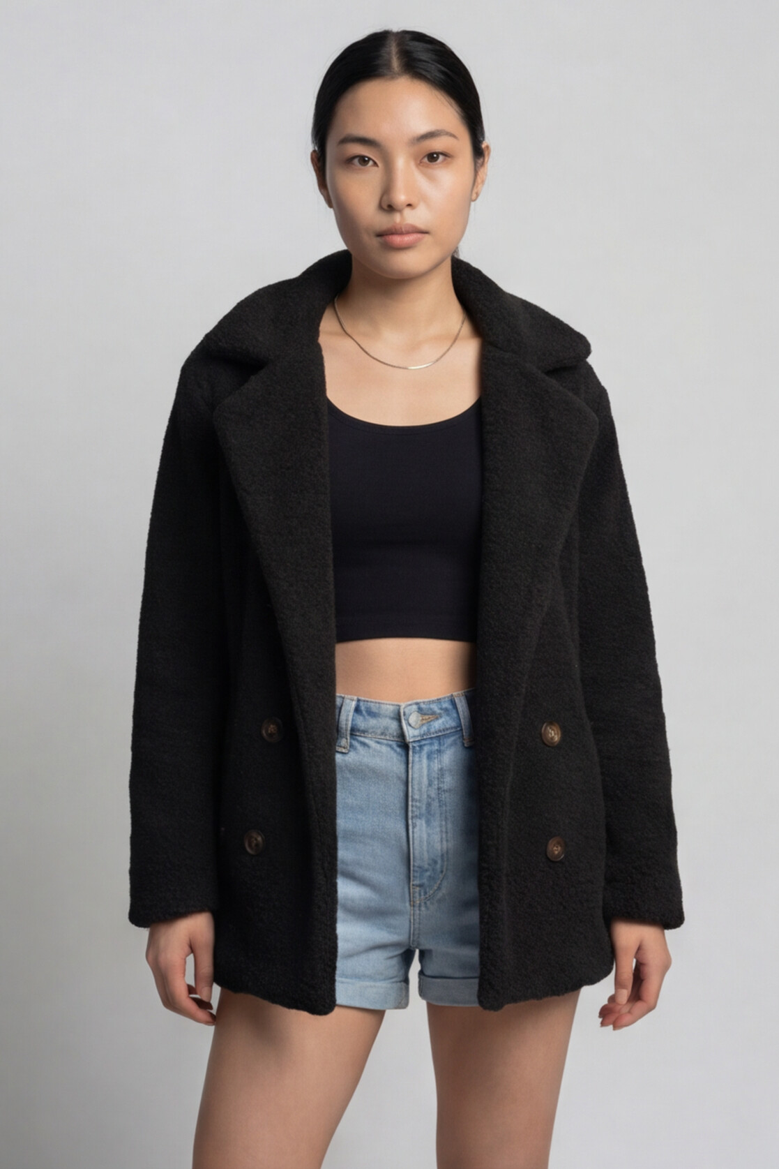 Loose Lapel Fluffy Coat