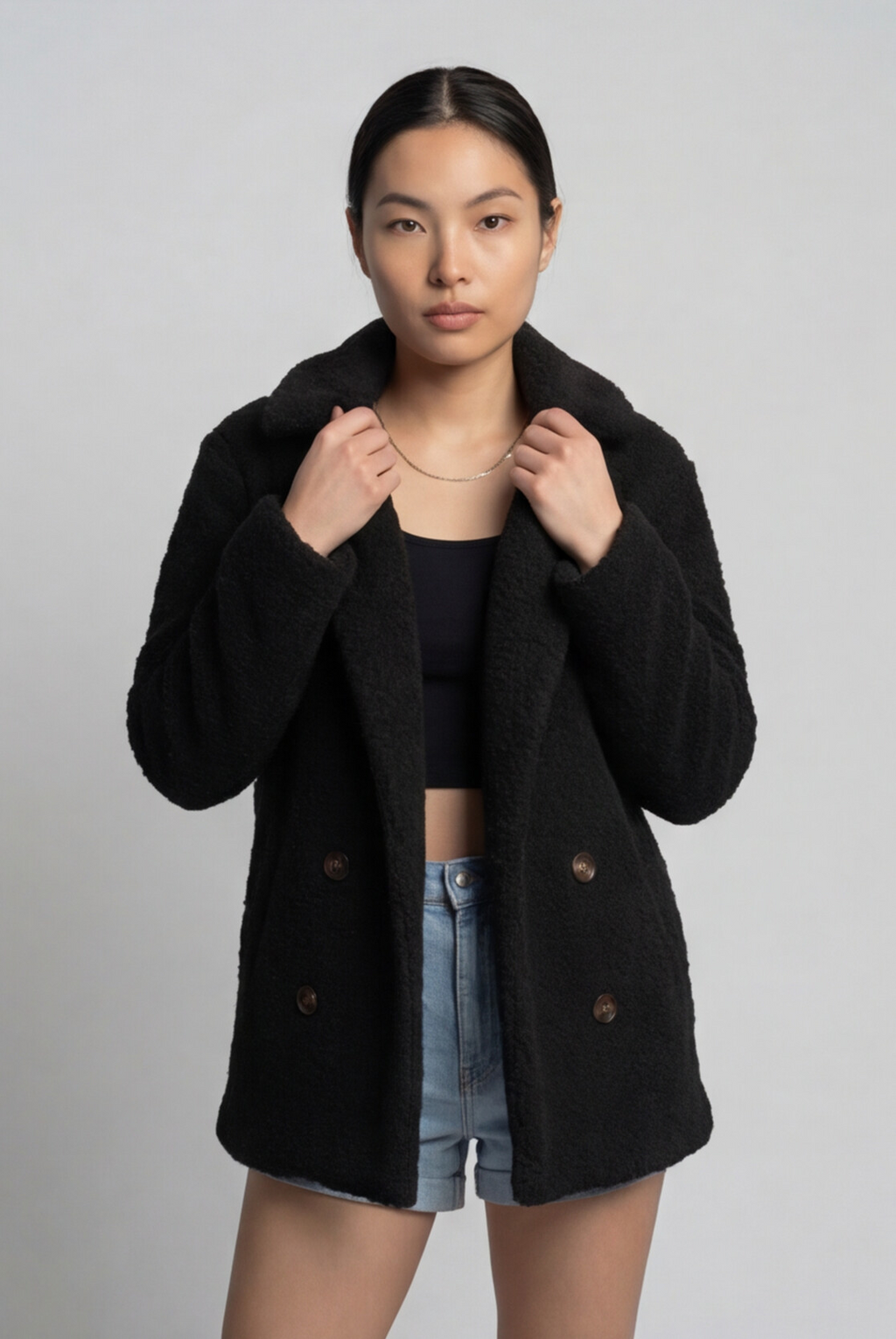 Loose Lapel Fluffy Coat