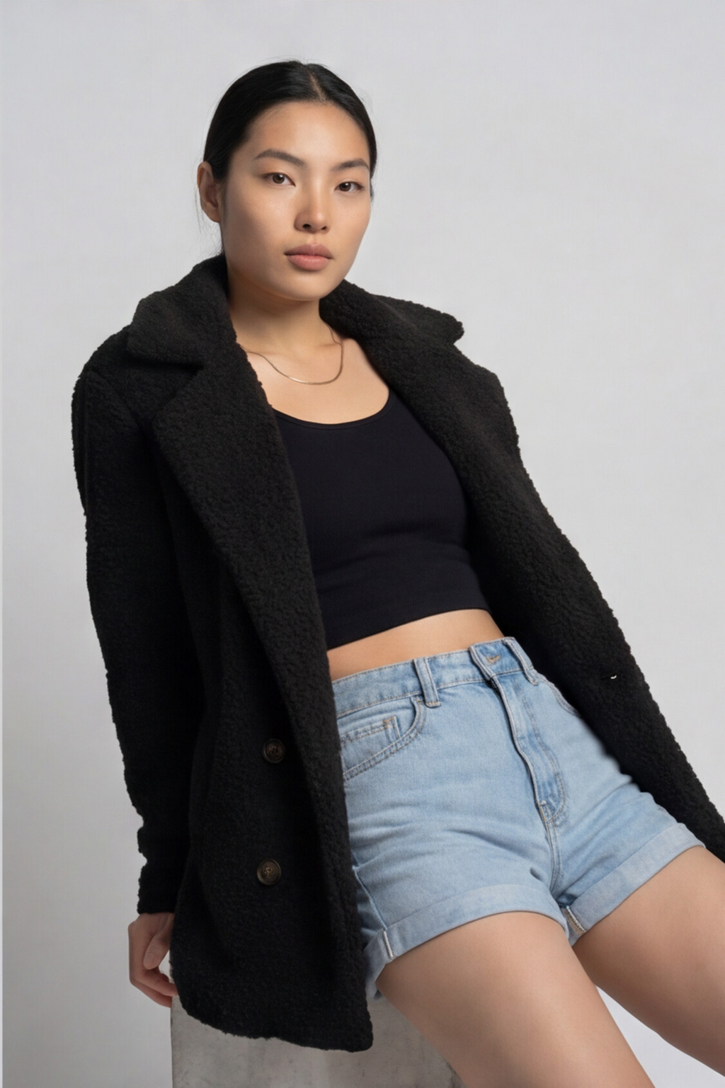 Loose Lapel Fluffy Coat