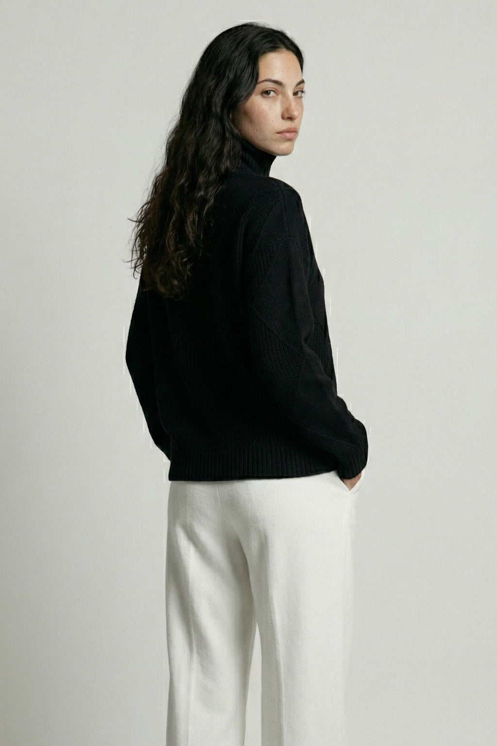 Diamond-Textured Oversized Knit Sweater