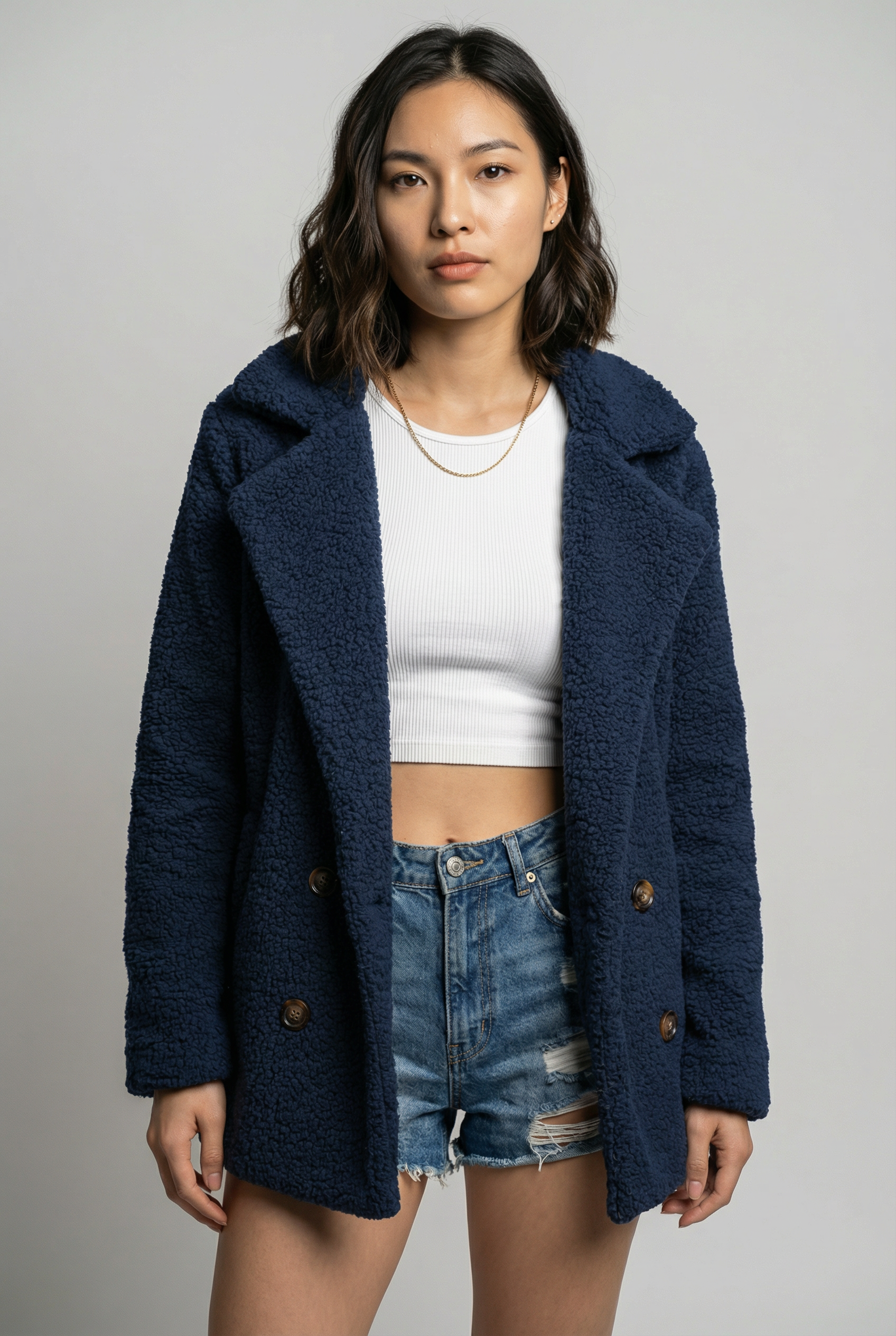 Loose Lapel Fluffy Coat