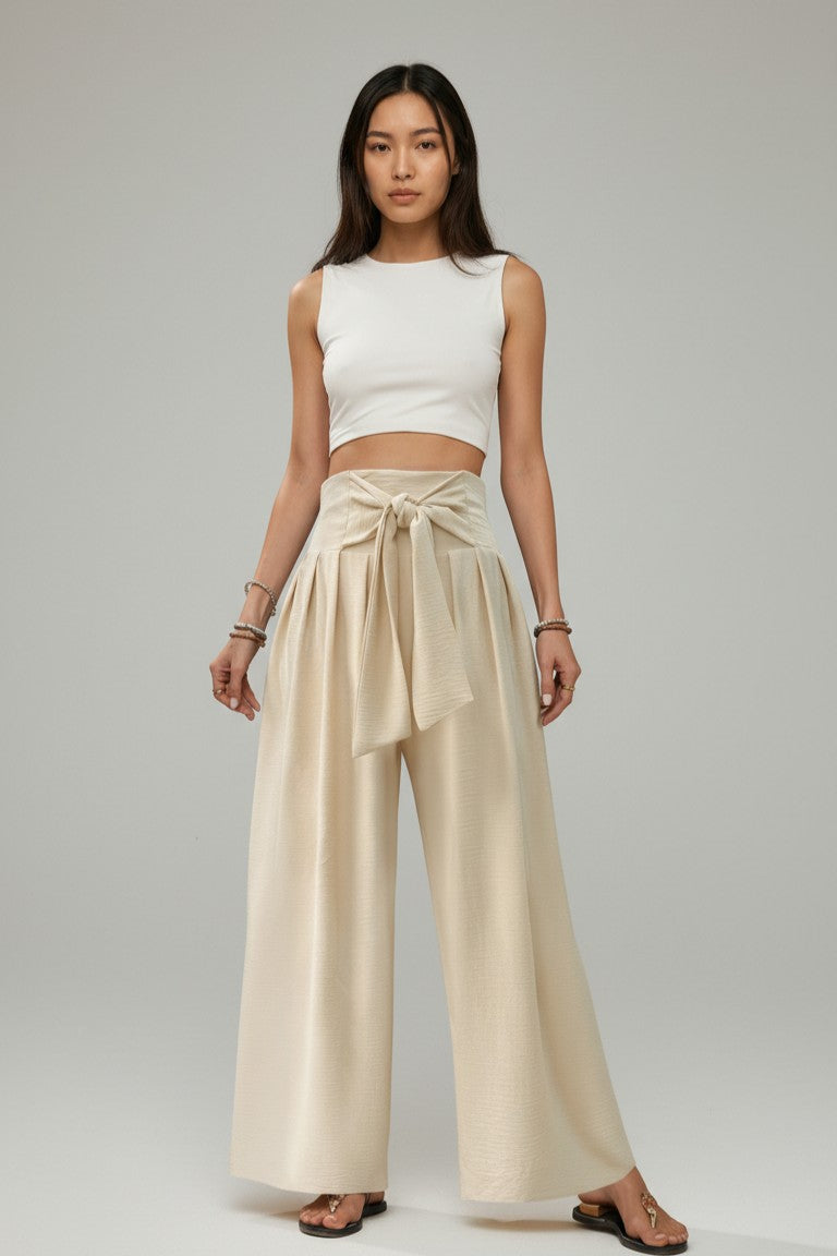 Ethereal Tie‑Front Wide‑Leg Pants