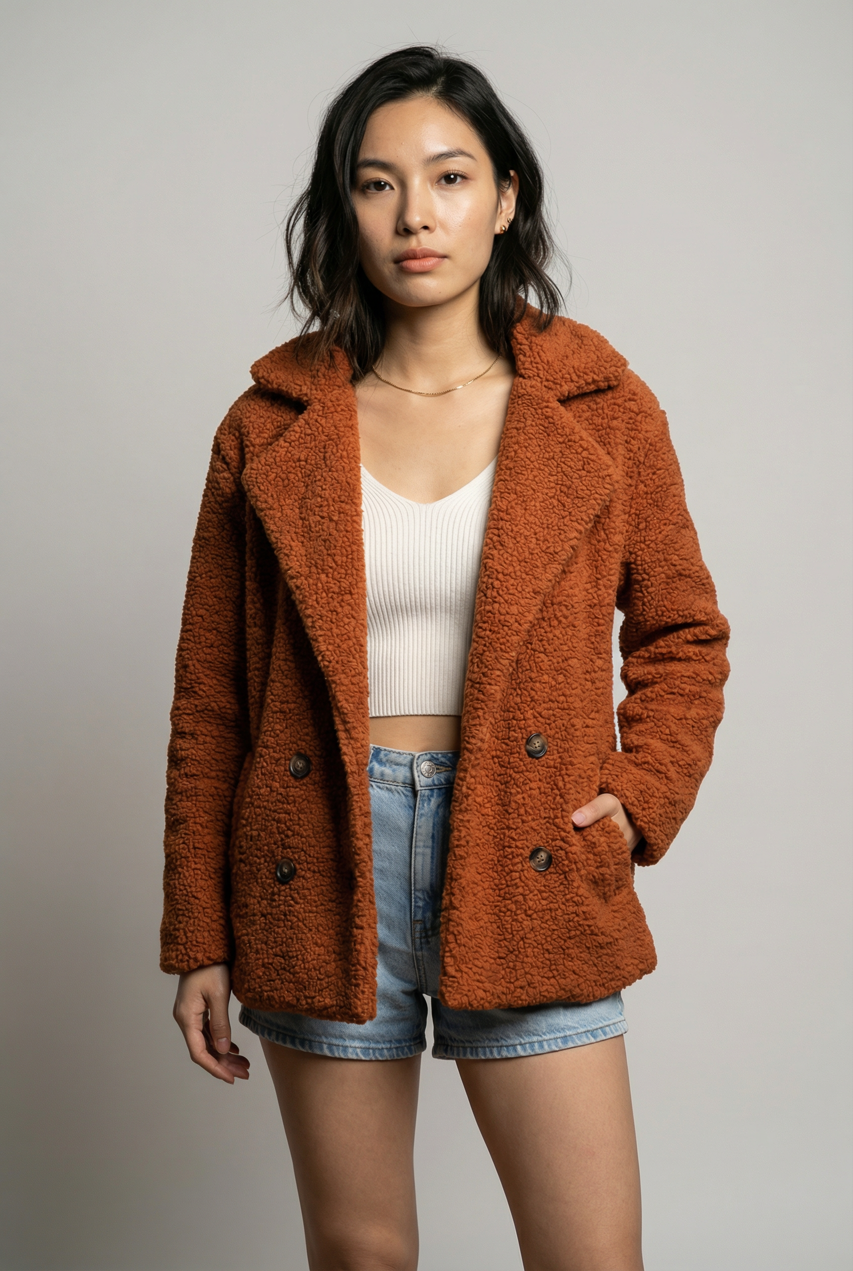 Loose Lapel Fluffy Coat