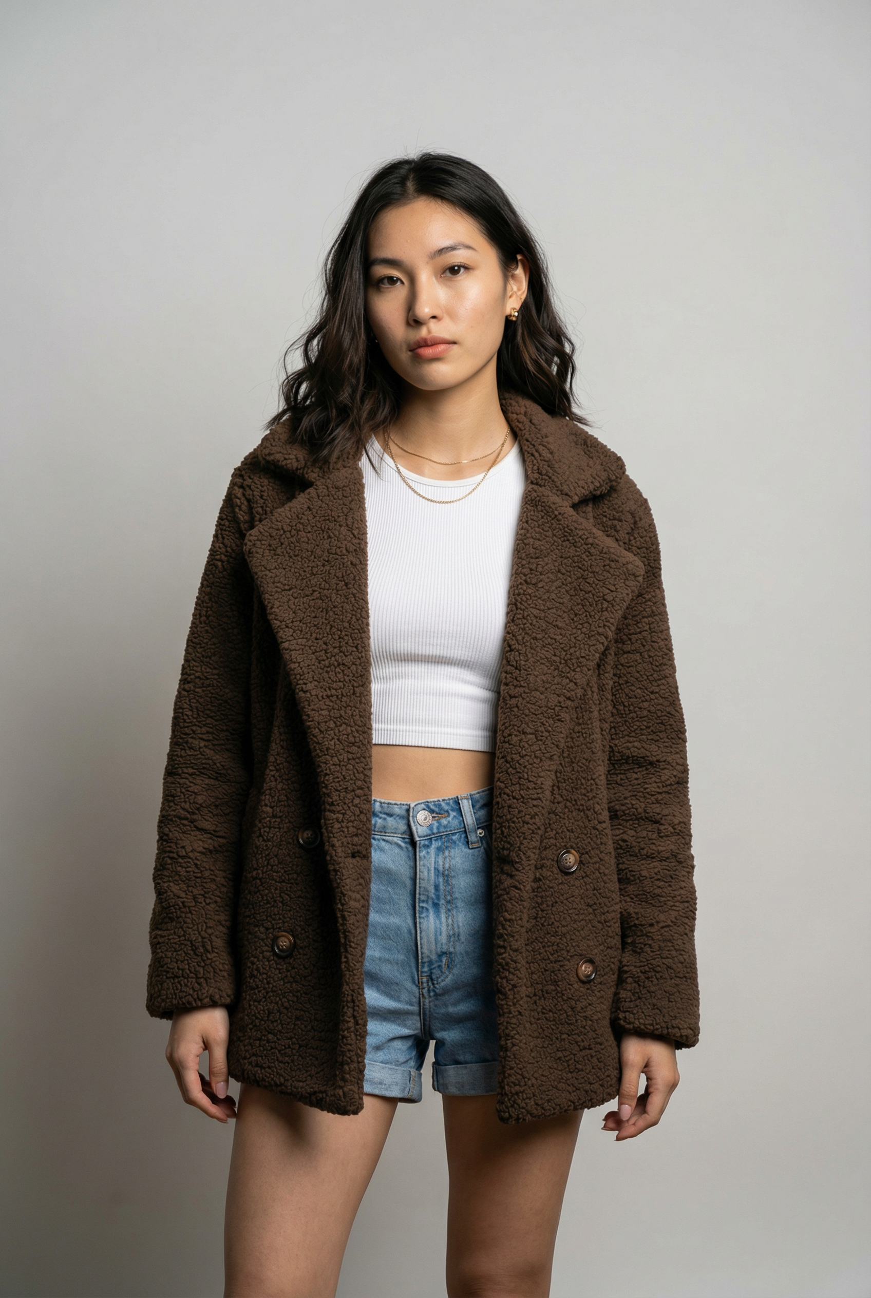 Loose Lapel Fluffy Coat