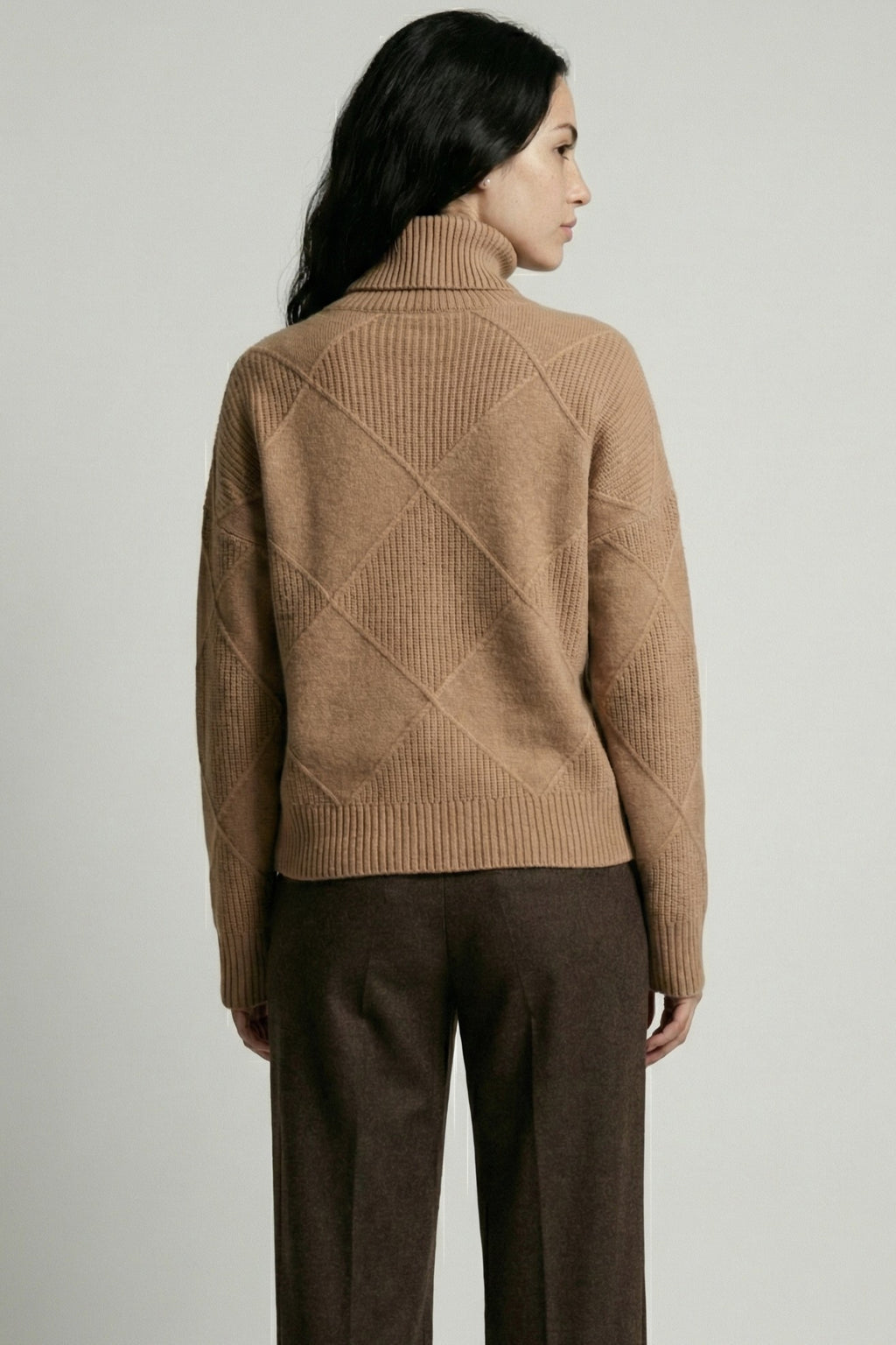 Diamond-Textured Oversized Knit Sweater