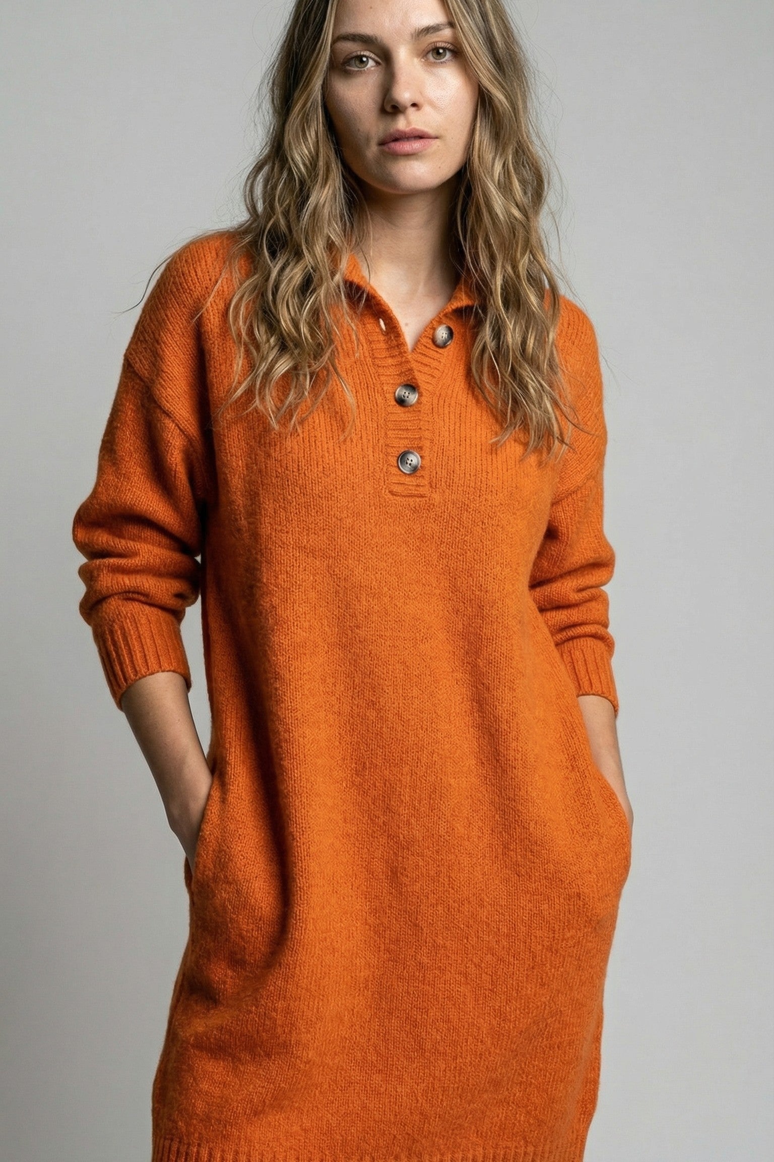 Softline Ribbed Button Dress