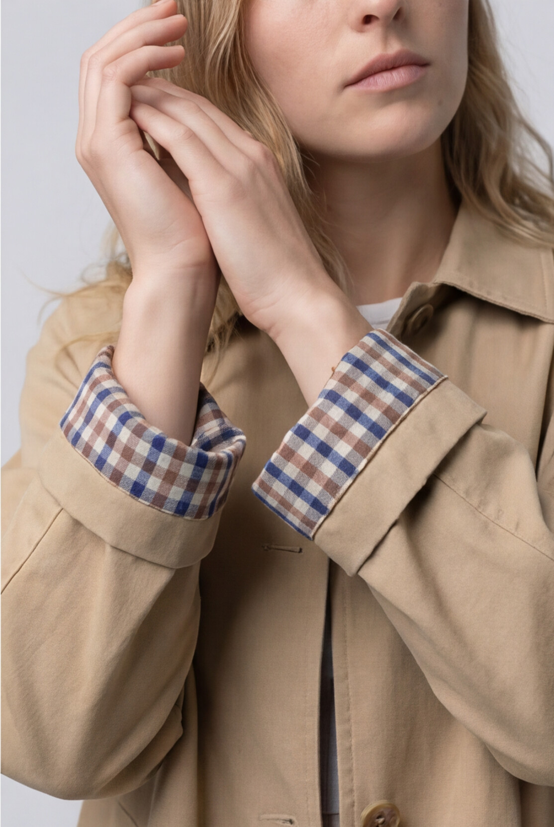 The Parchment Plaid Collar Trench