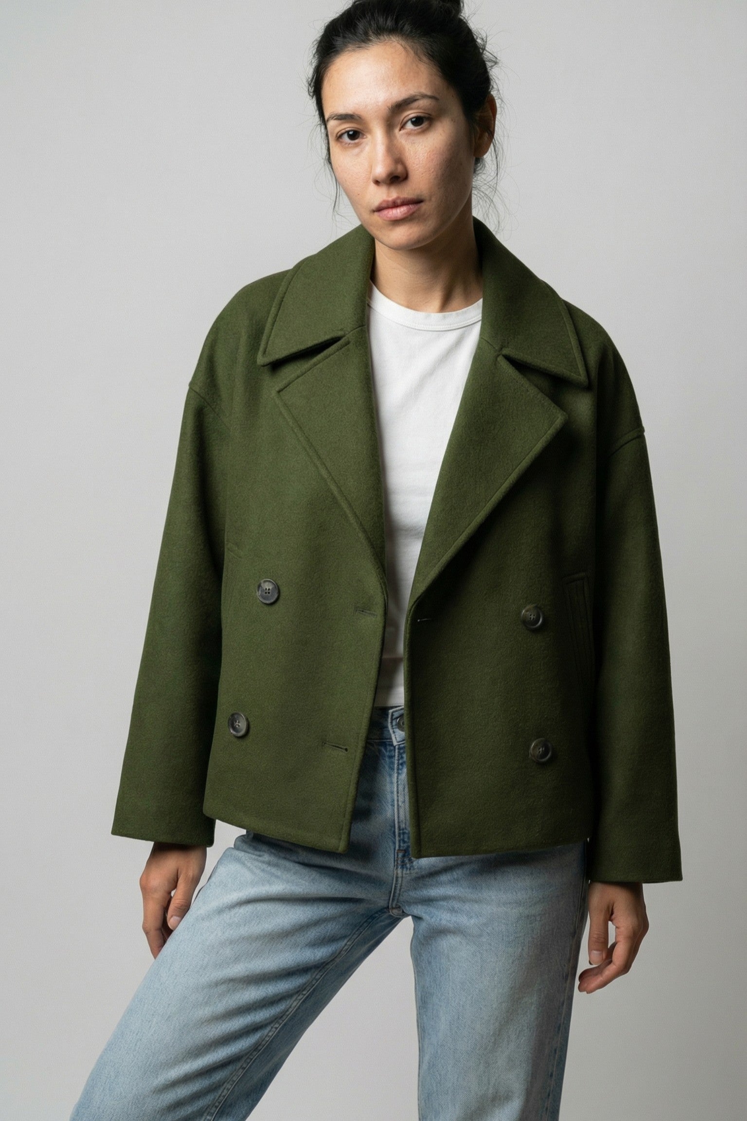 Stone Fold Cropped Coat