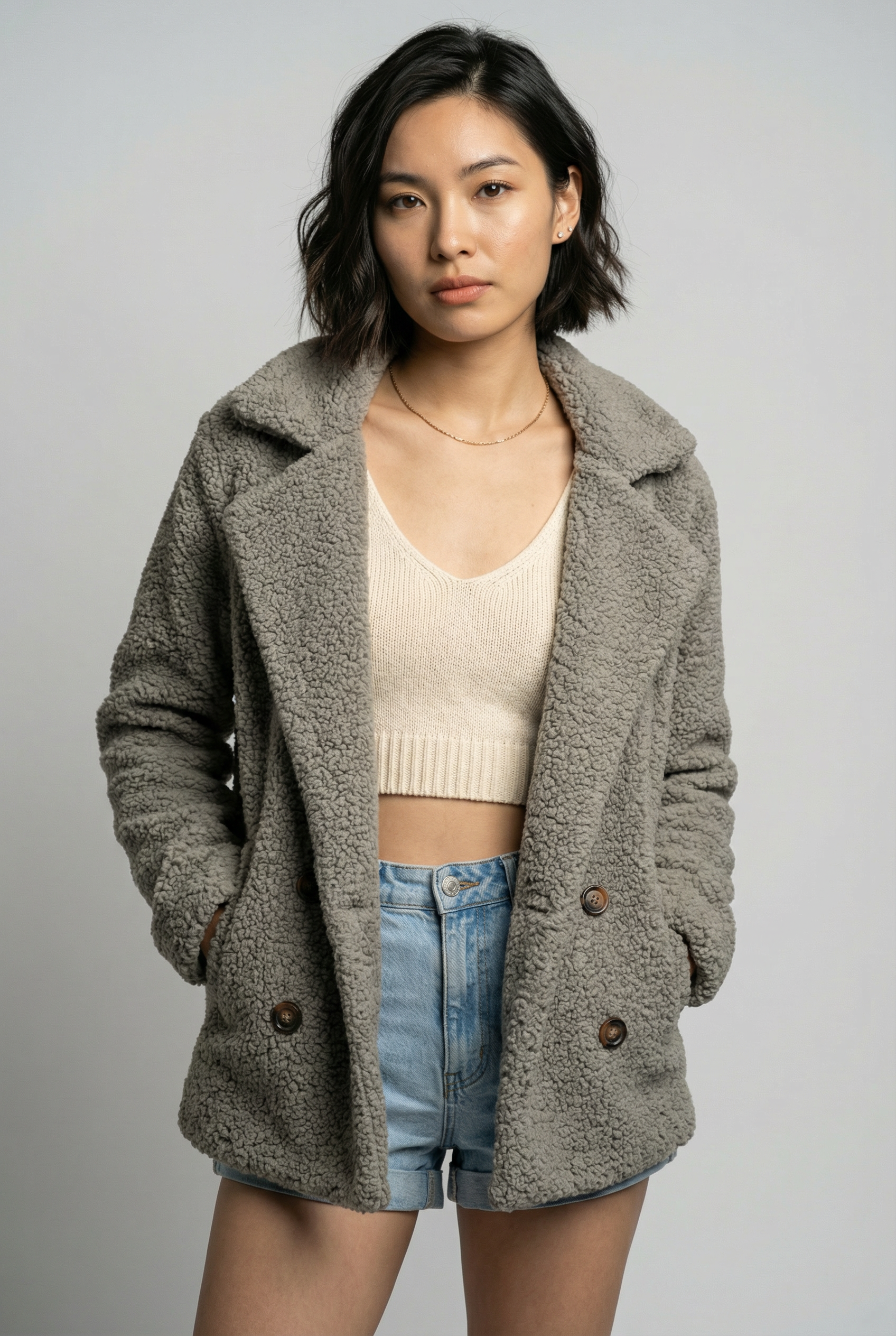 Loose Lapel Fluffy Coat