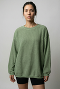 The Meadow Ribbed Oversized Pullover in Grass Green
