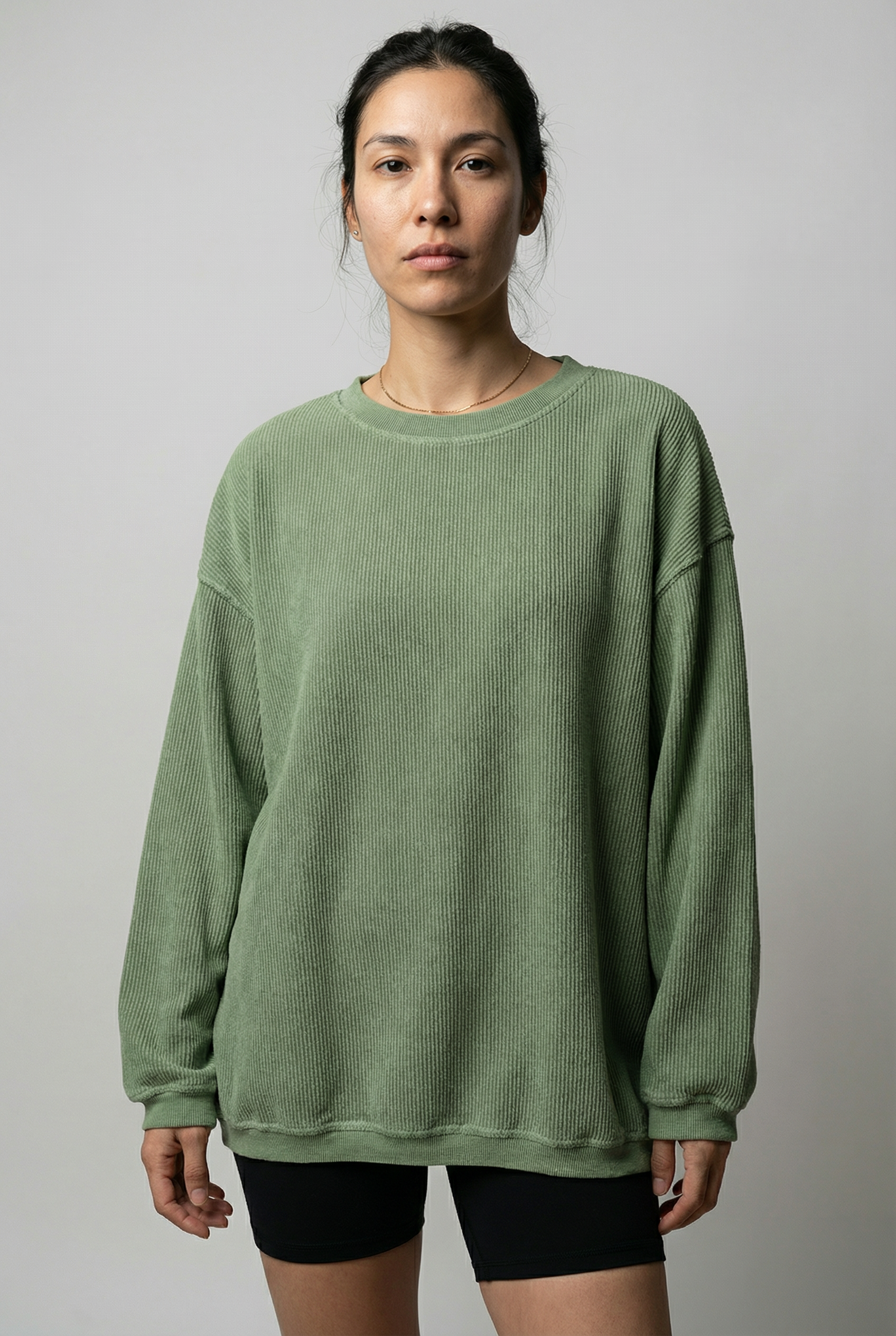 The Meadow Ribbed Oversized Pullover in Grass Green