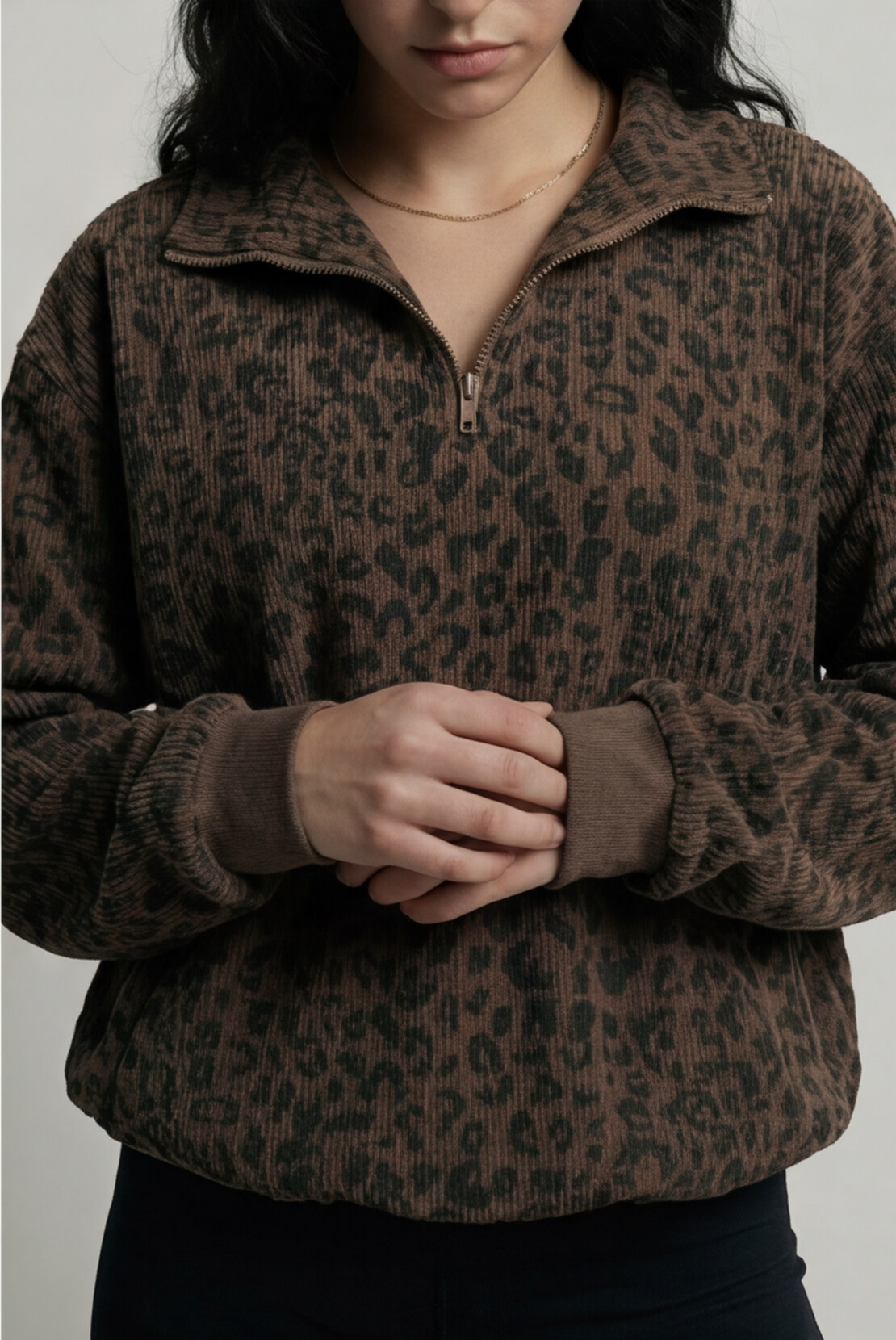 The Sahara Leopard Corduroy Quarter-Zip