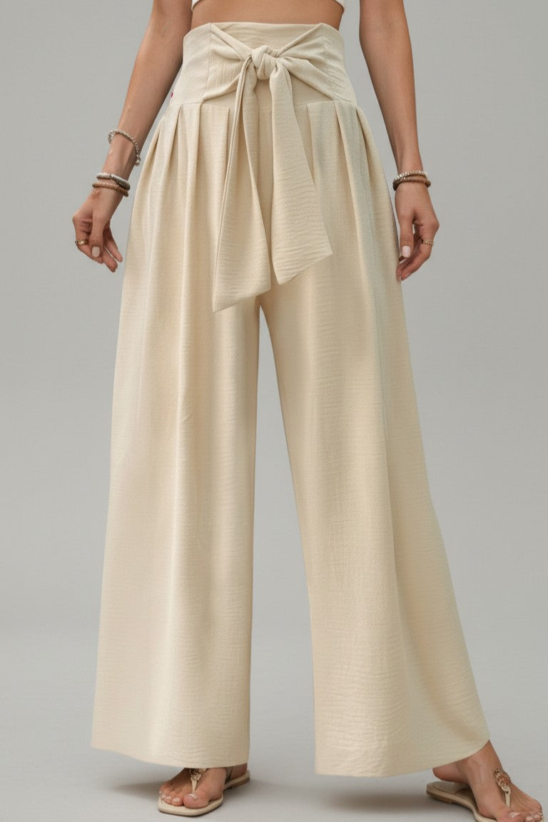 Ethereal Tie‑Front Wide‑Leg Pants