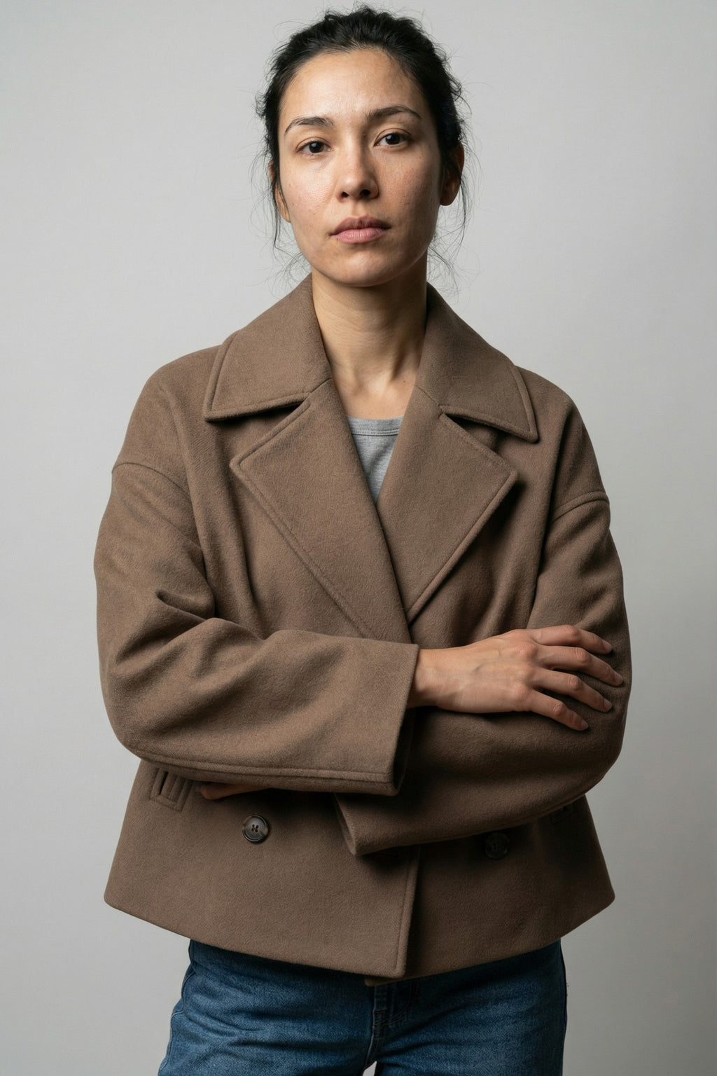 Stone Fold Cropped Coat