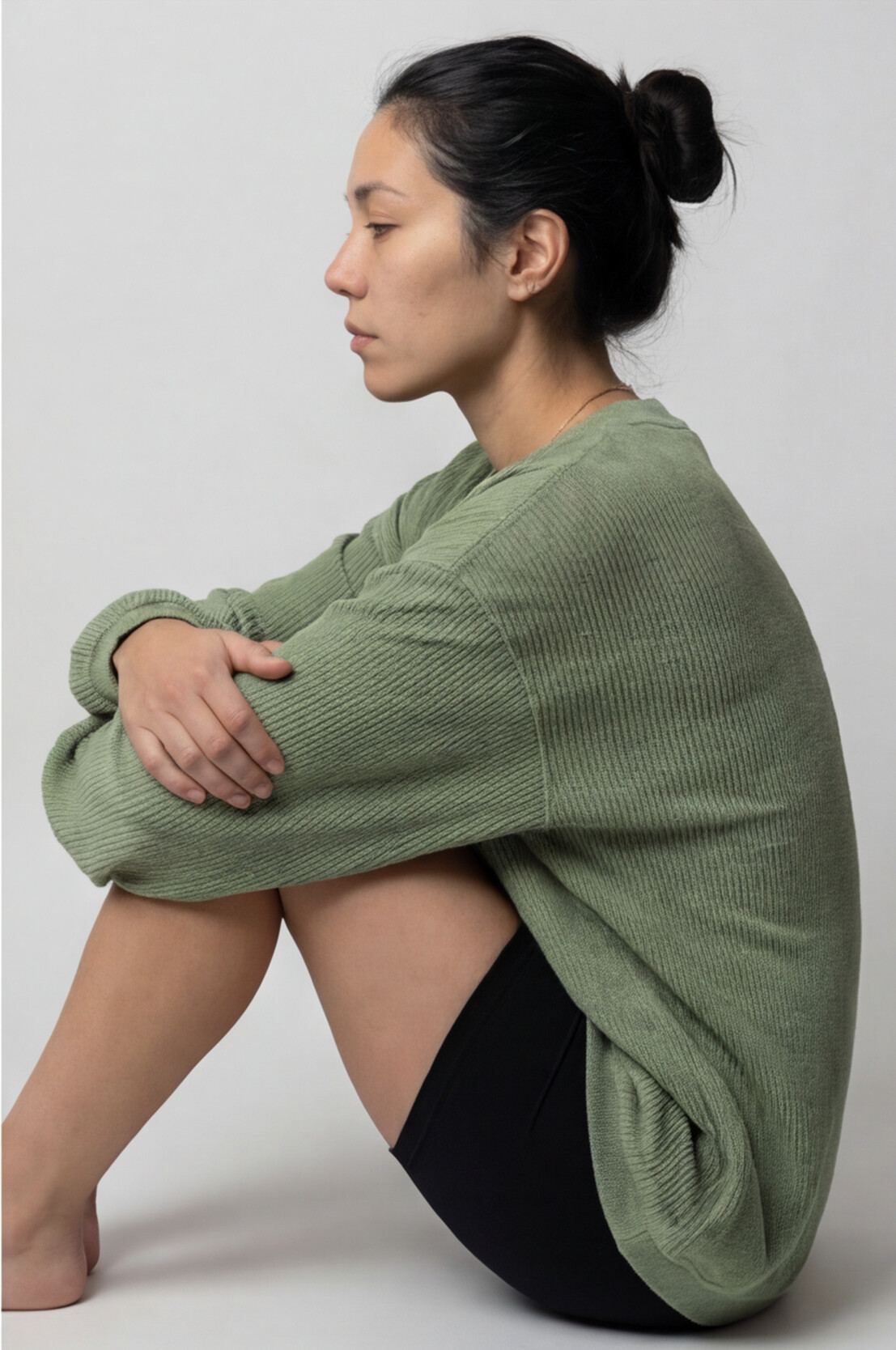 The Meadow Ribbed Oversized Pullover in Grass Green