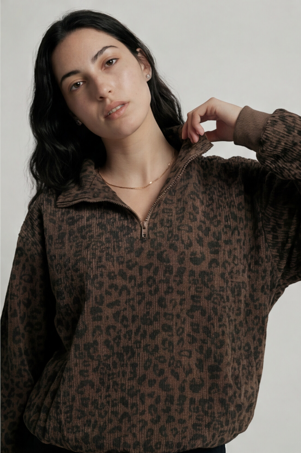 The Sahara Leopard Corduroy Quarter-Zip