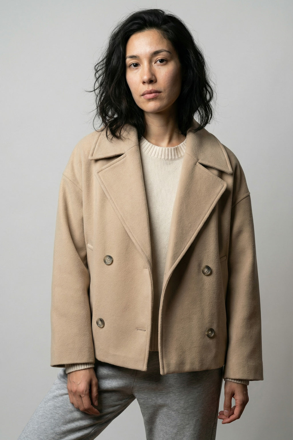 Stone Fold Cropped Coat