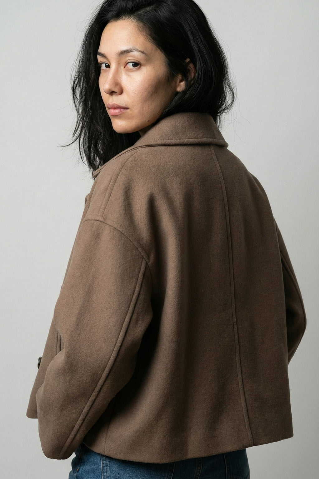 Stone Fold Cropped Coat