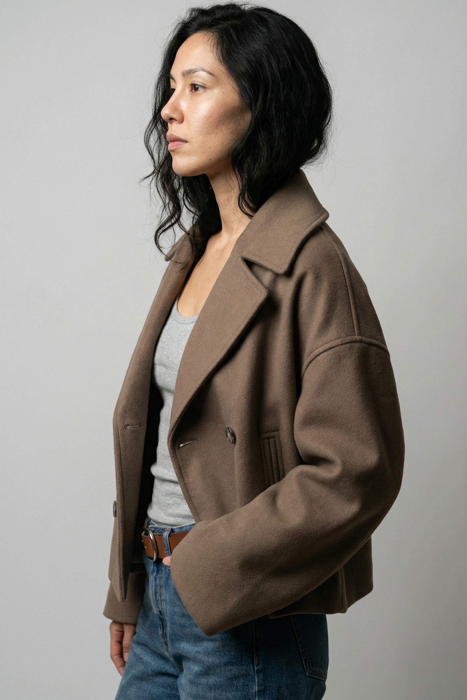 Stone Fold Cropped Coat
