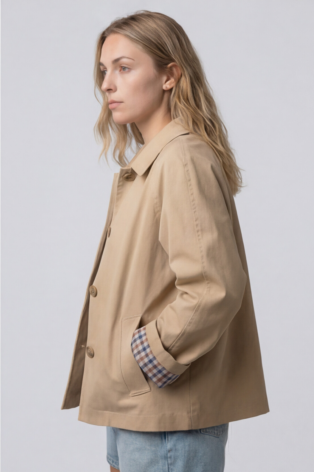 The Parchment Plaid Collar Trench