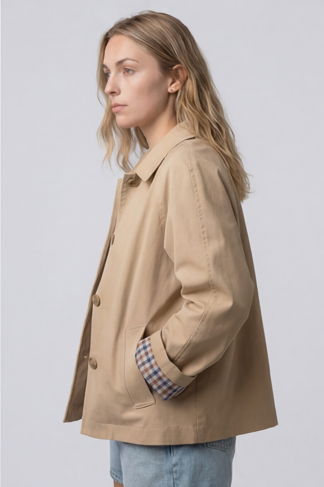 The Parchment Plaid Collar Trench