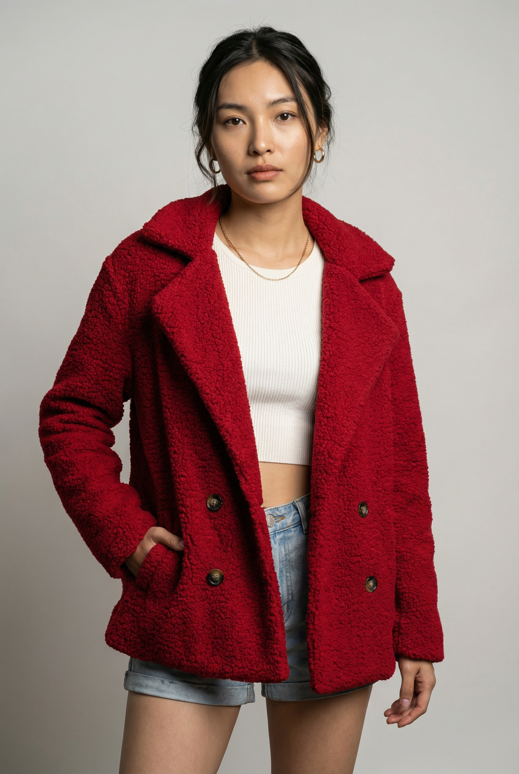 Loose Lapel Fluffy Coat