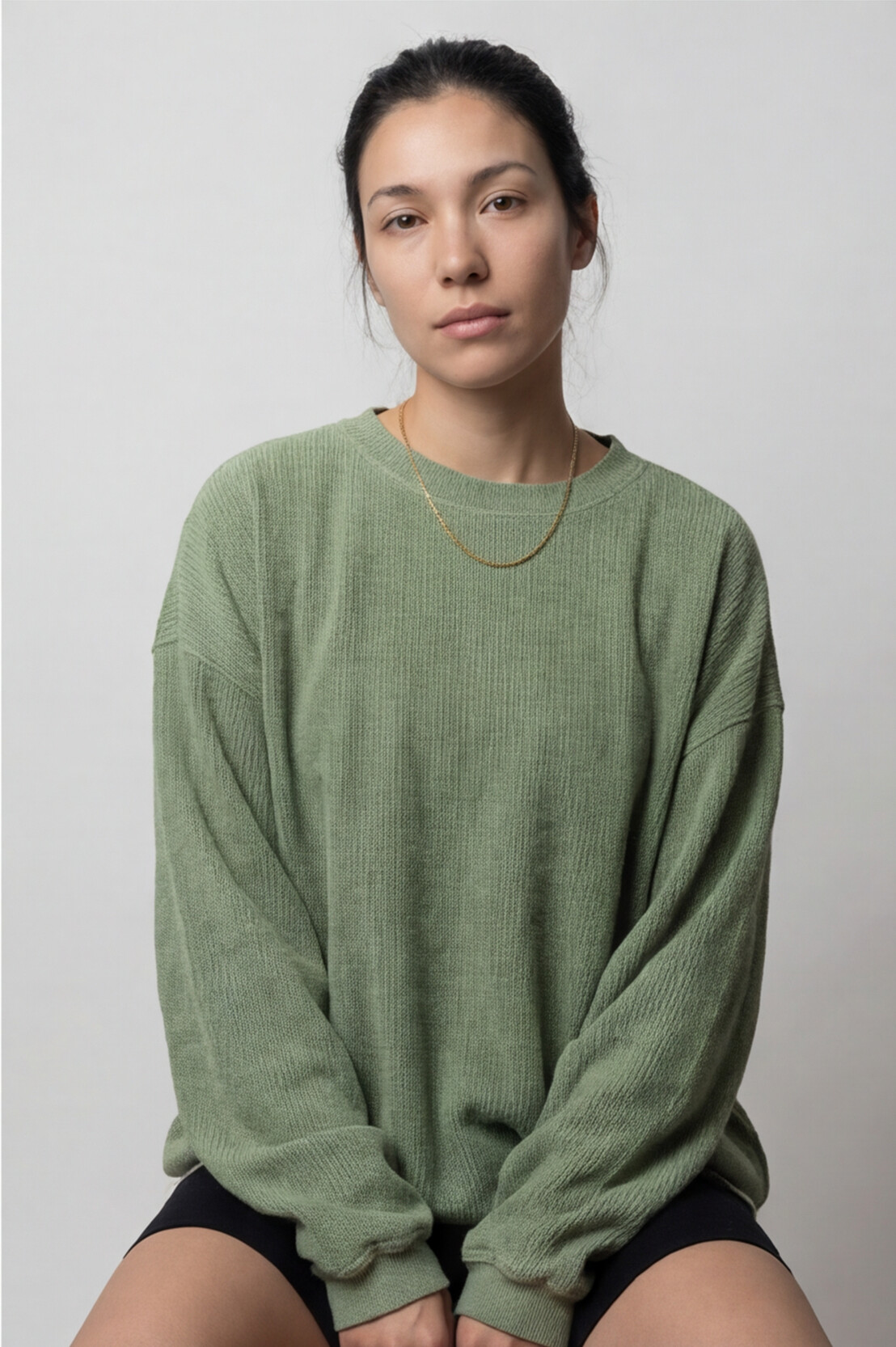 The Meadow Ribbed Oversized Pullover in Grass Green