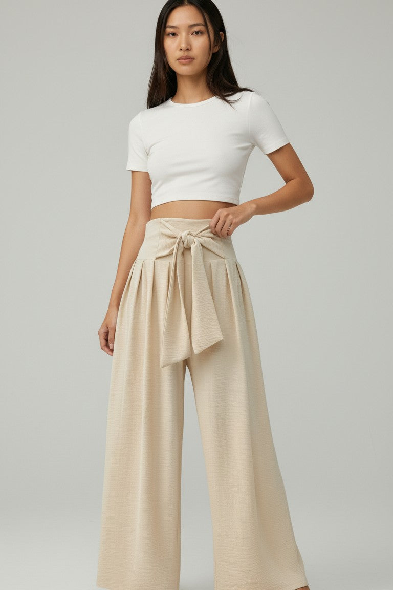 Ethereal Tie‑Front Wide‑Leg Pants