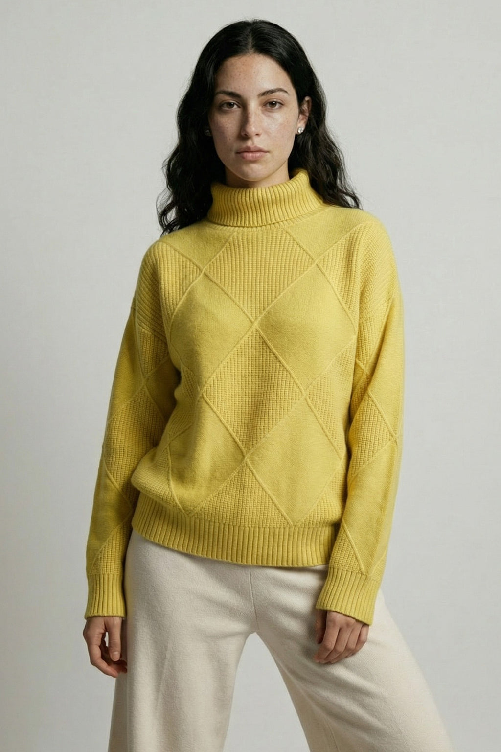 Diamond-Textured Oversized Knit Sweater