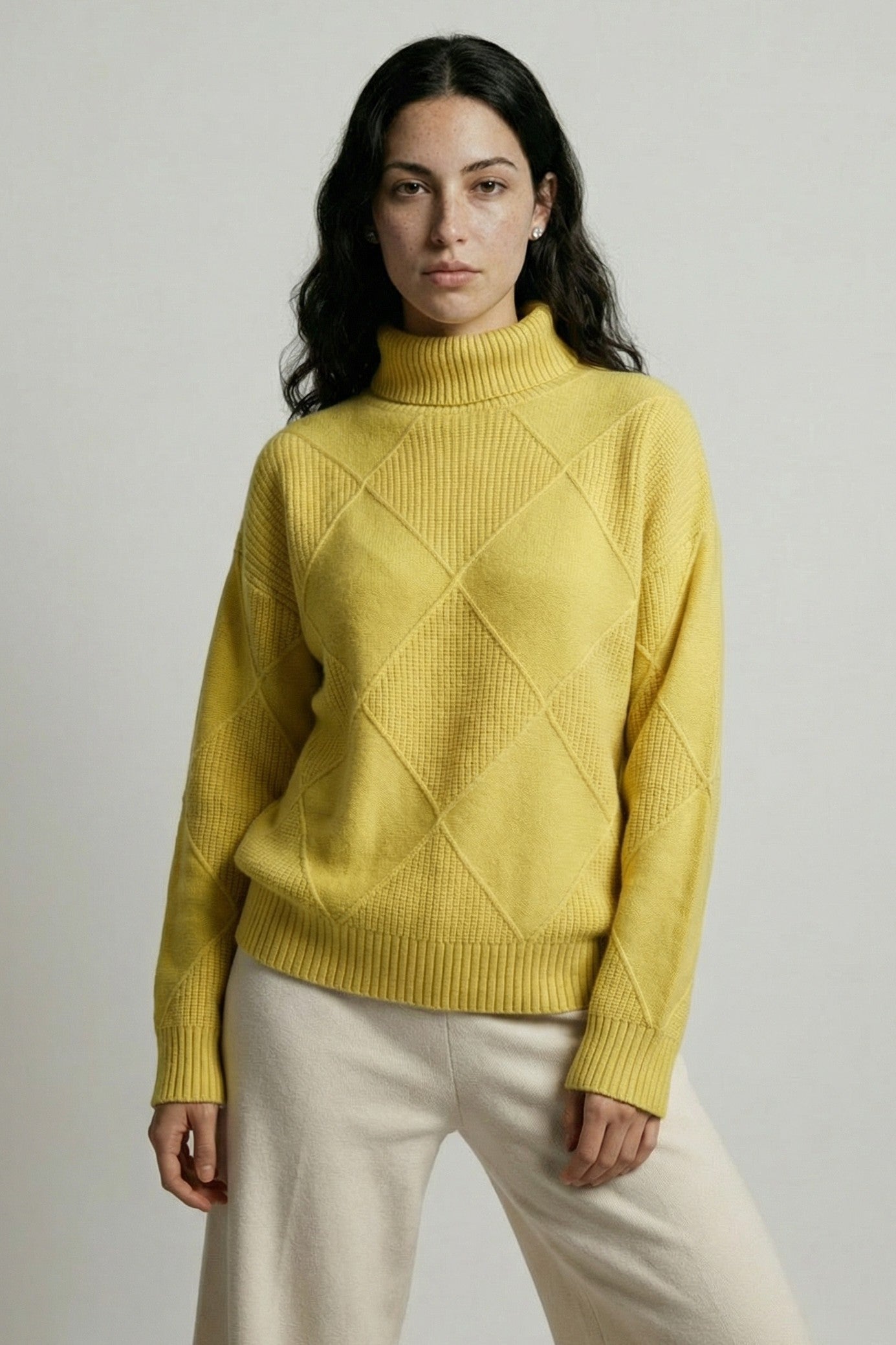 Diamond-Textured Oversized Knit Sweater