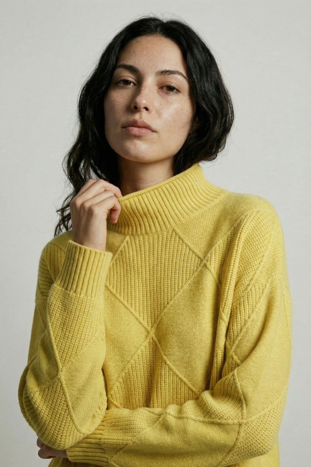 Diamond-Textured Oversized Knit Sweater