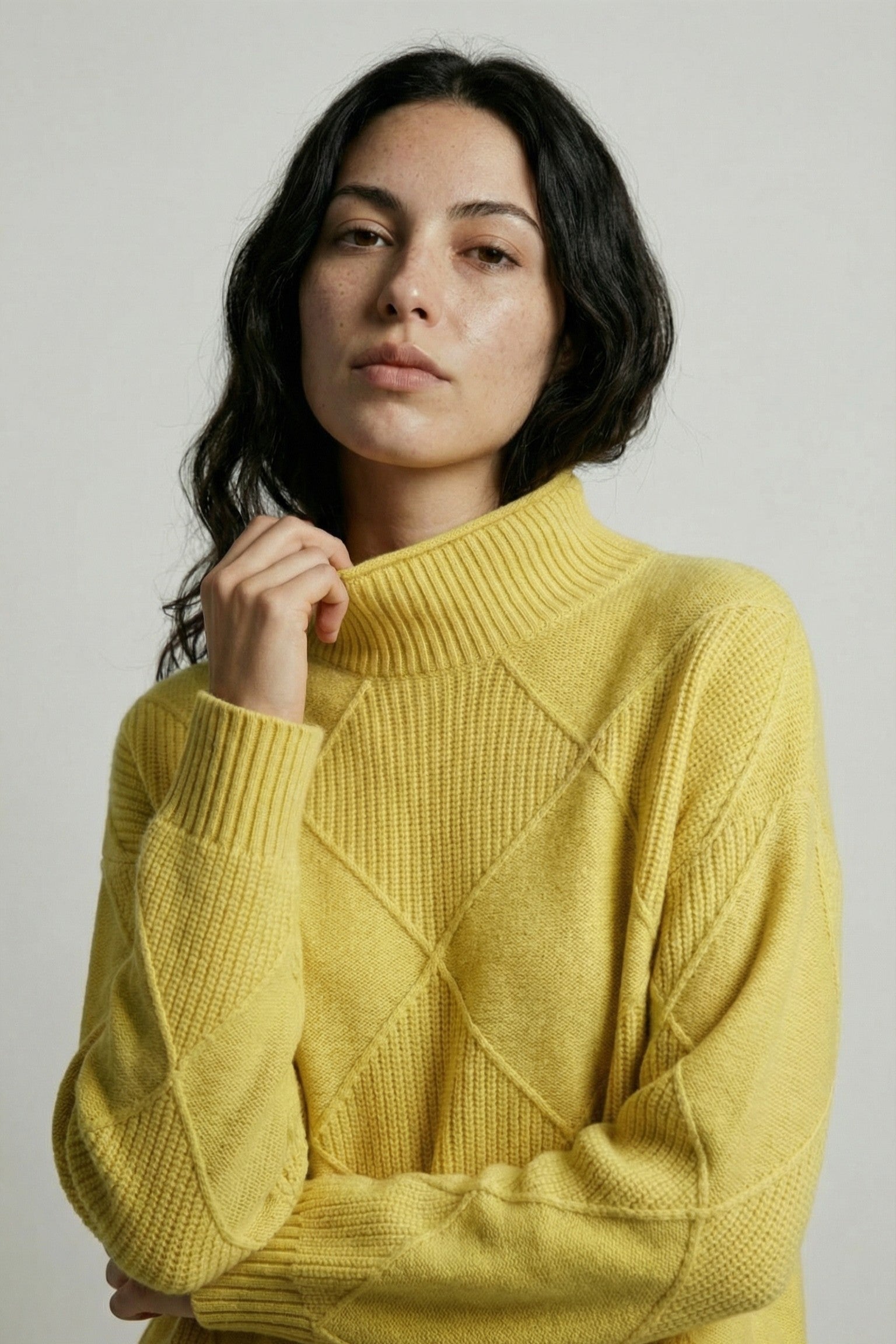 Diamond-Textured Oversized Knit Sweater